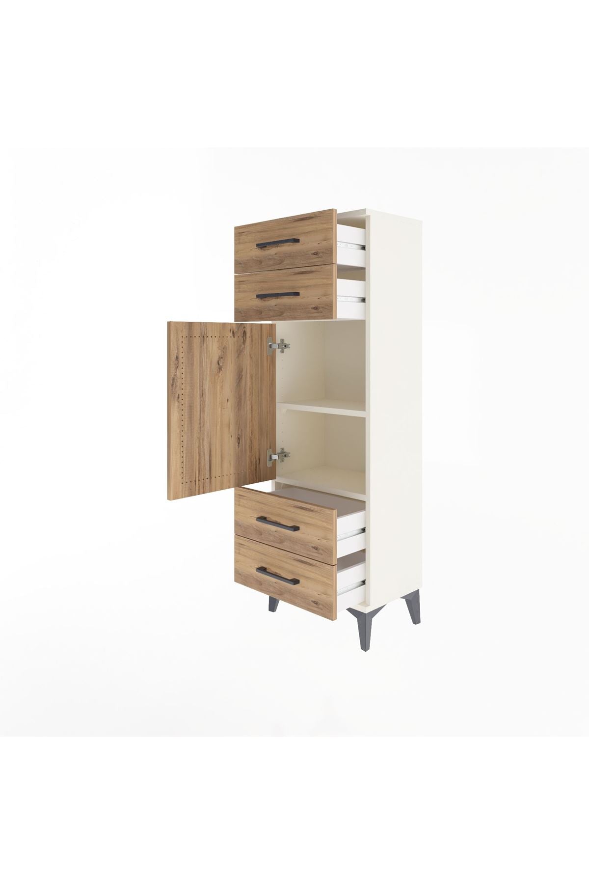 Arges Dolap 2 Raflı 4 Çekmeceli Tek Kapaklı 44x30x134 - S16M062V3A