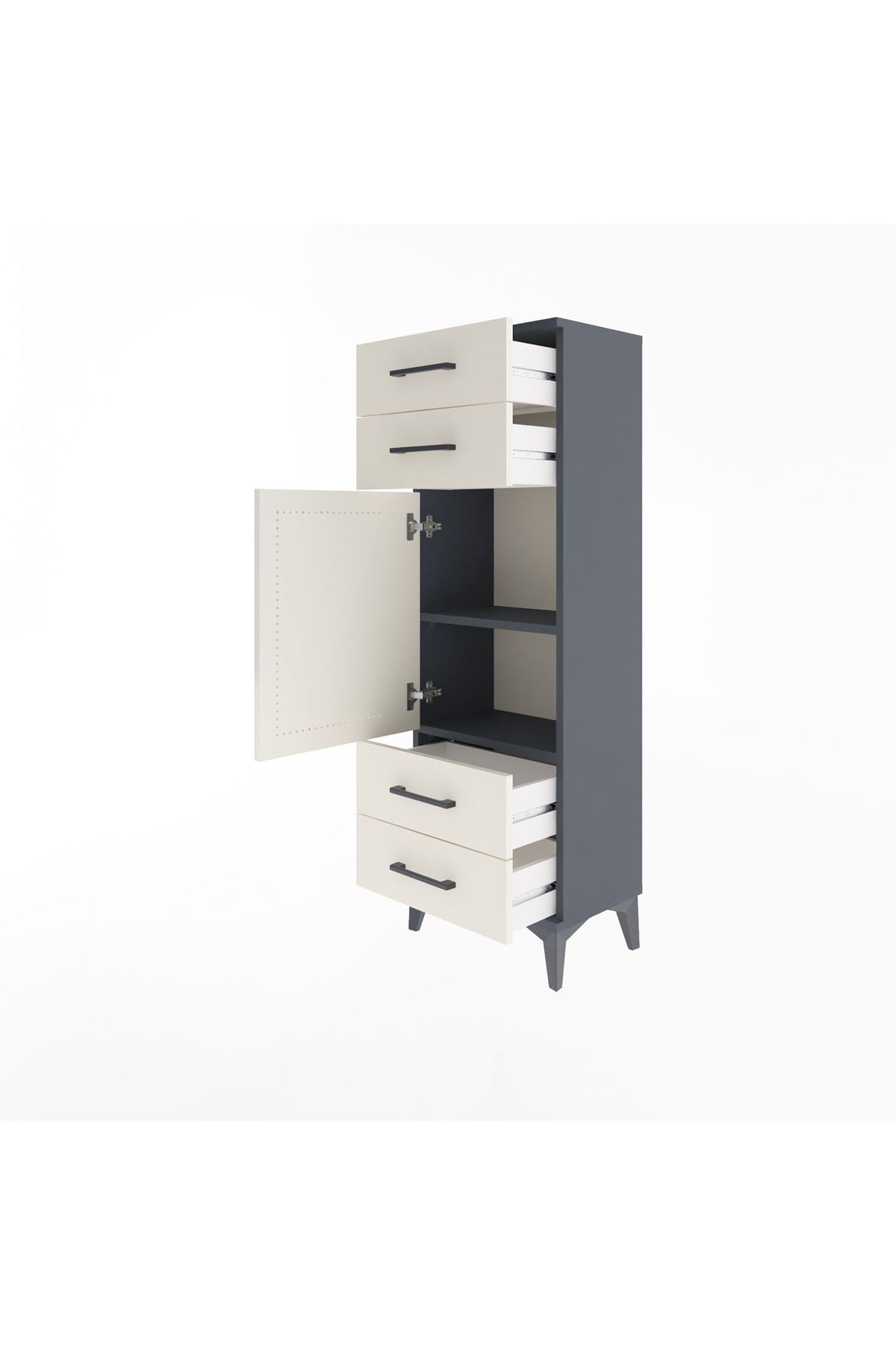 Arges Dolap 2 Raflı 4 Çekmeceli Tek Kapaklı 44x30x134 - S16M062V4A