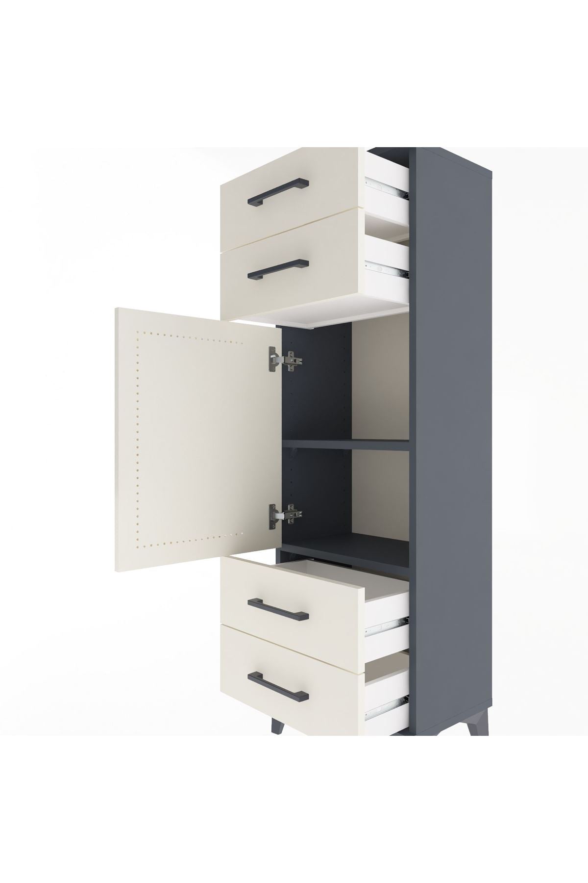 Arges Dolap 2 Raflı 4 Çekmeceli Tek Kapaklı 44x30x134 - S16M062V4A