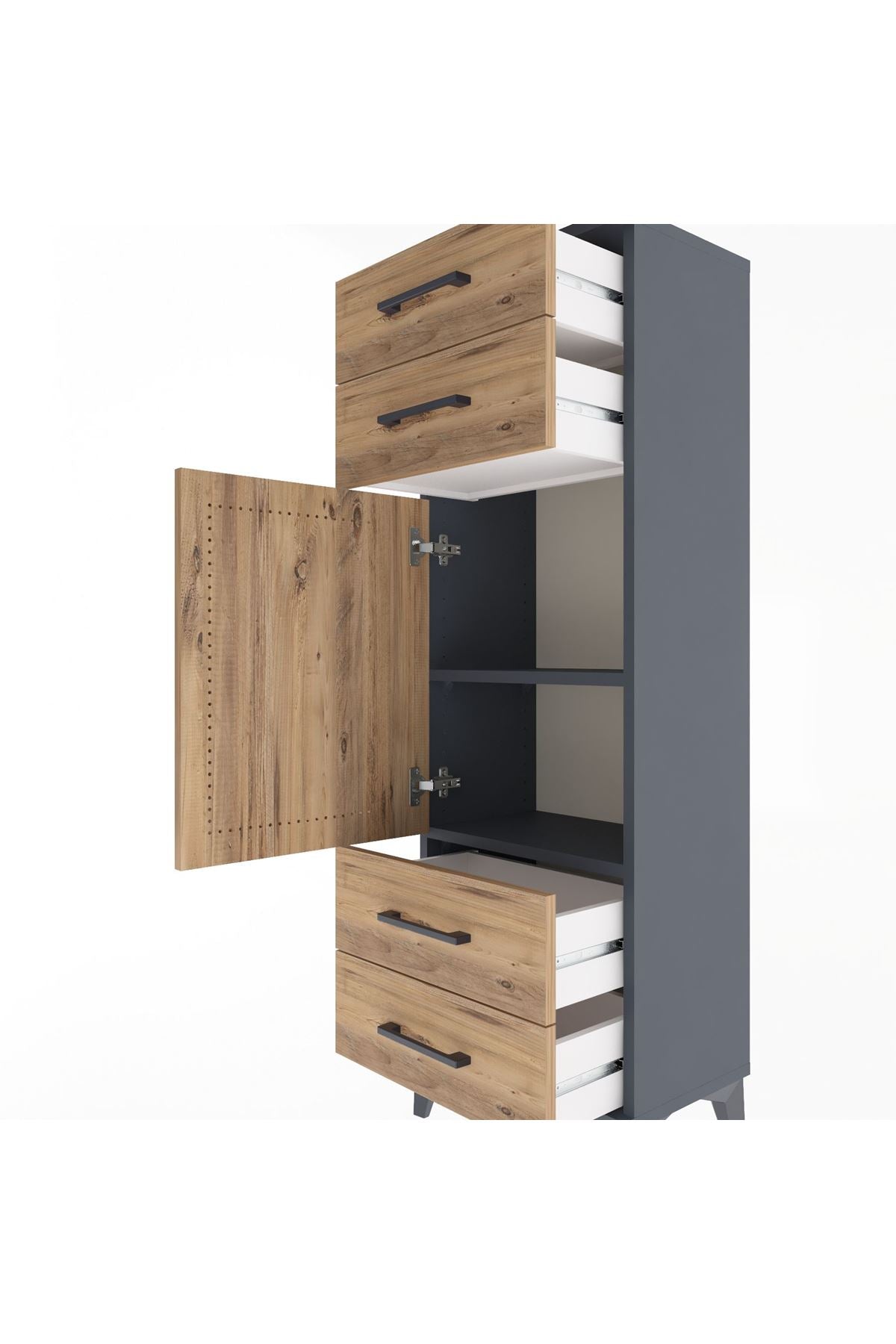 Arges Dolap 2 Raflı 4 Çekmeceli Tek Kapaklı 44x30x134 - S16M062V6A