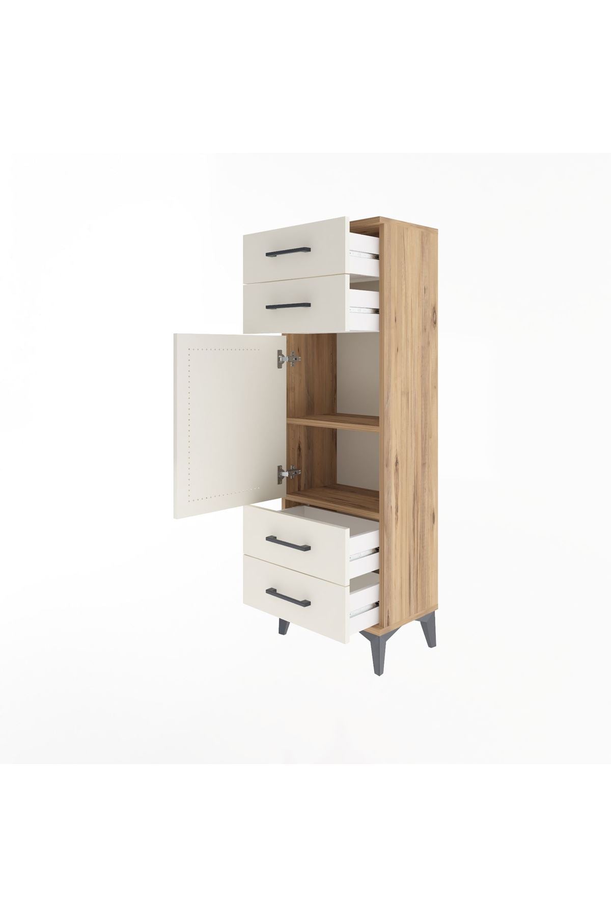 Arges Dolap 2 Raflı 4 Çekmeceli Tek Kapaklı 44x30x134 - S16M062V7A