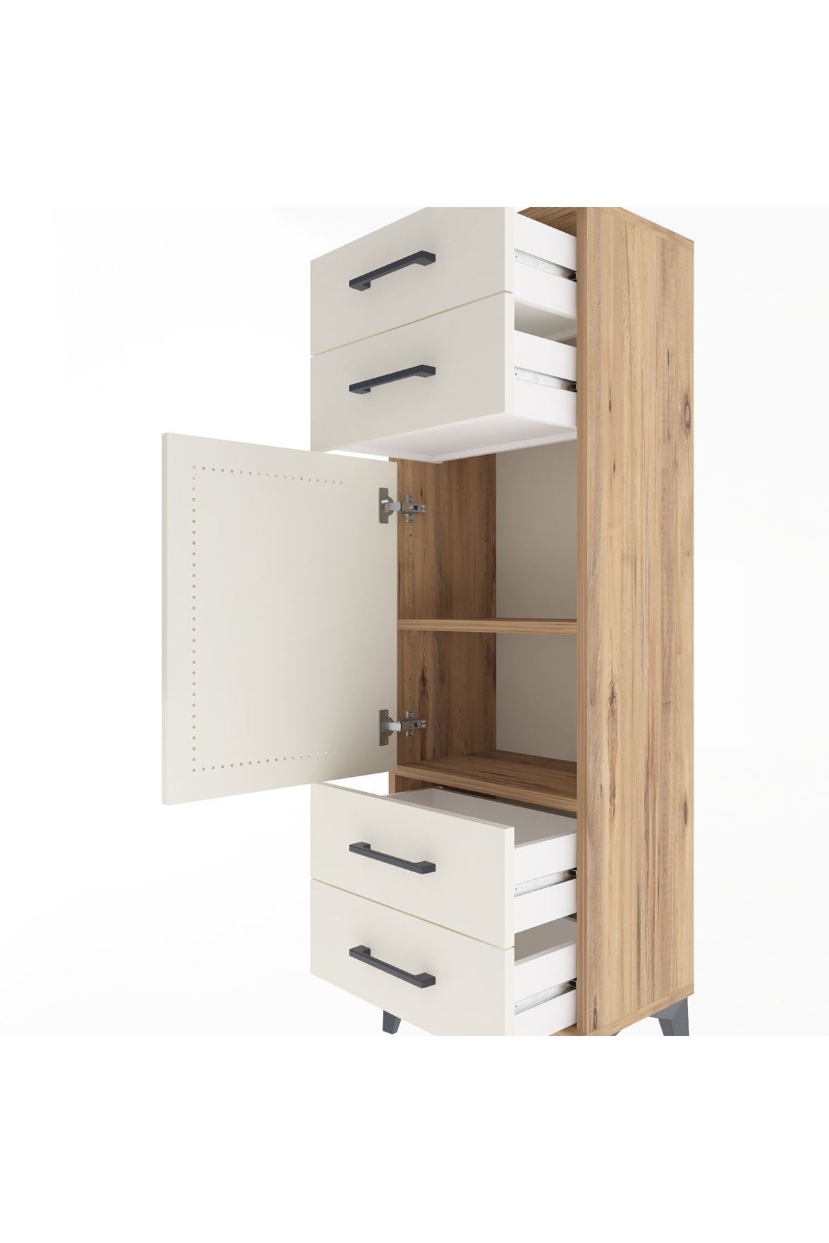 Arges Dolap 2 Raflı 4 Çekmeceli Tek Kapaklı 44x30x134 - S16M062V7A