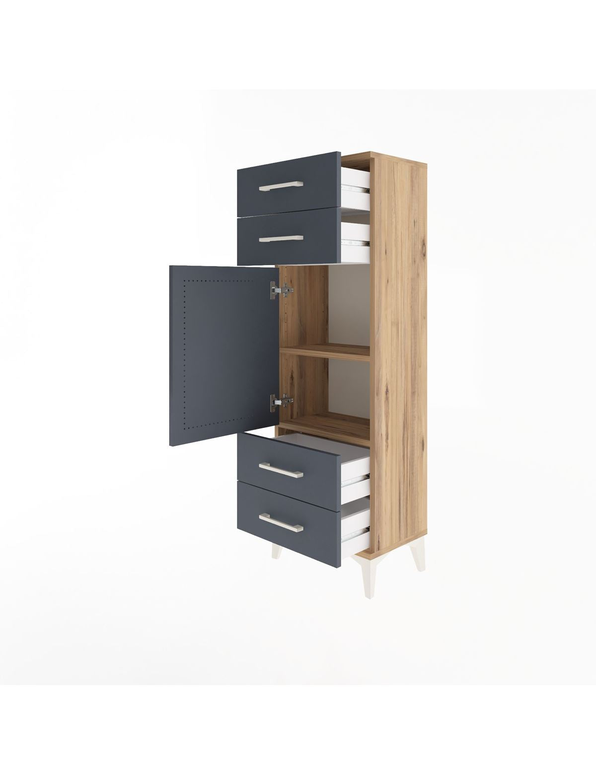 Arges Dolap 2 Raflı 4 Çekmeceli Tek Kapaklı 44x30x134 - S16M062V8A