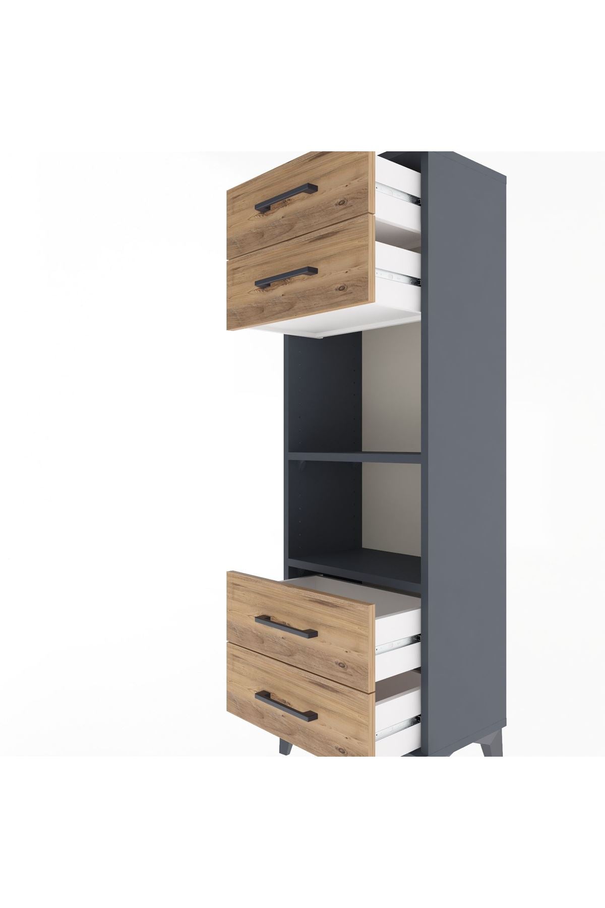 Arges Dolap 2 Raflı 4 Çekmeceli 44x30x134 - S16M063V6A