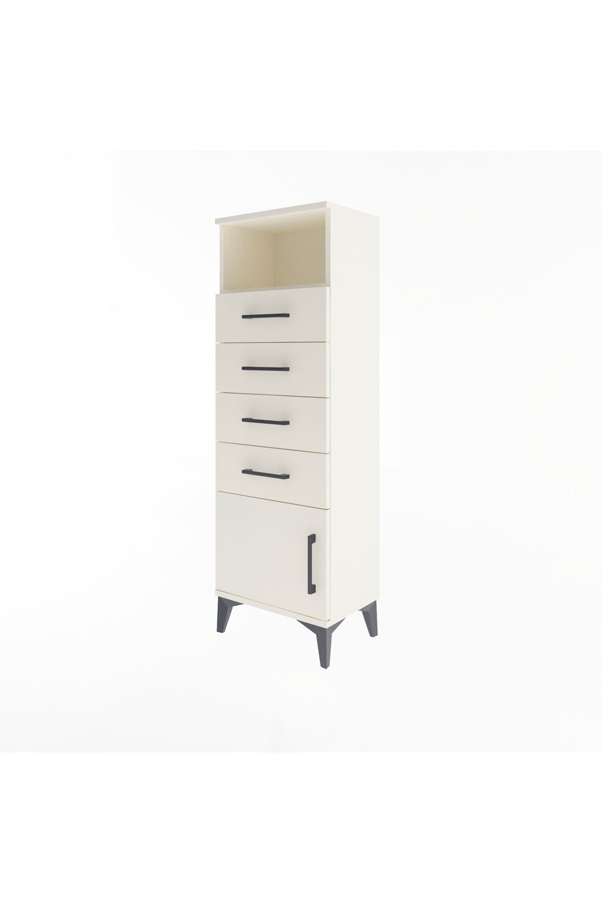 Arges Dolap Tek Raflı 4 Çekmeceli Tek Kapaklı 44x30x134 - S16M064V1A
