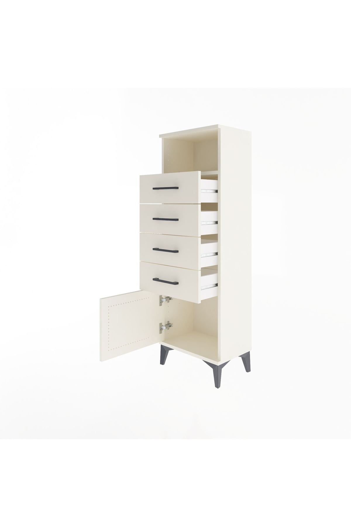 Arges Dolap Tek Raflı 4 Çekmeceli Tek Kapaklı 44x30x134 - S16M064V1A