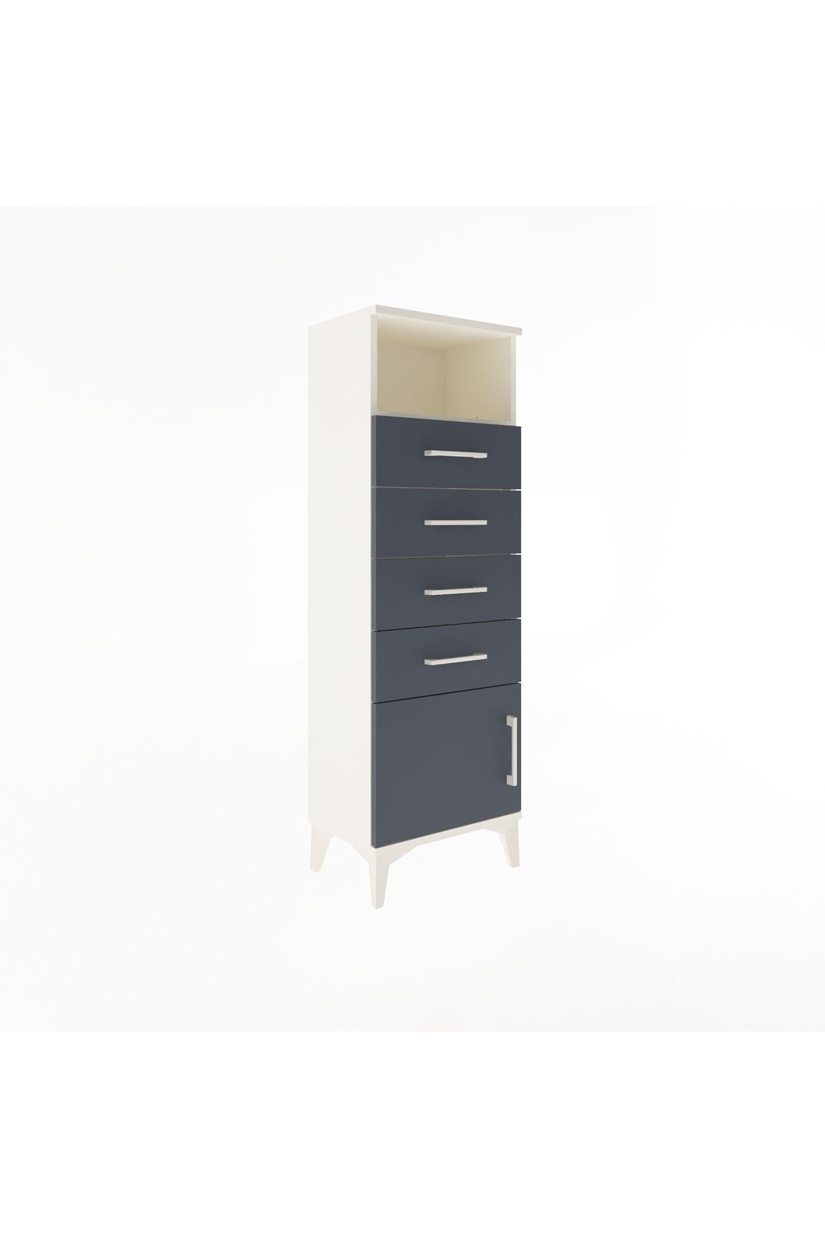Arges Dolap Tek Raflı 4 Çekmeceli Tek Kapaklı 44x30x134 - S16M064V2A