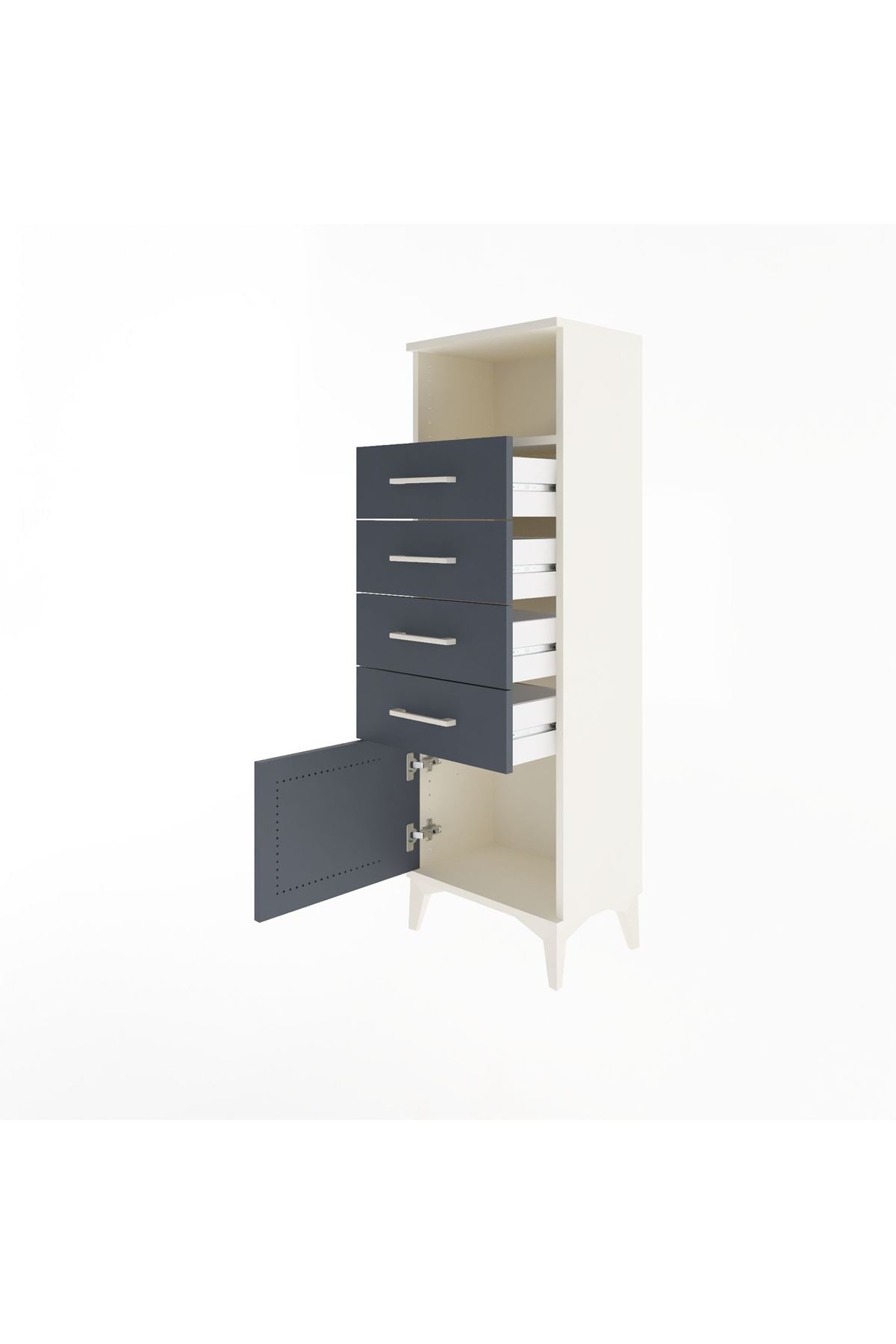Arges Dolap Tek Raflı 4 Çekmeceli Tek Kapaklı 44x30x134 - S16M064V2A