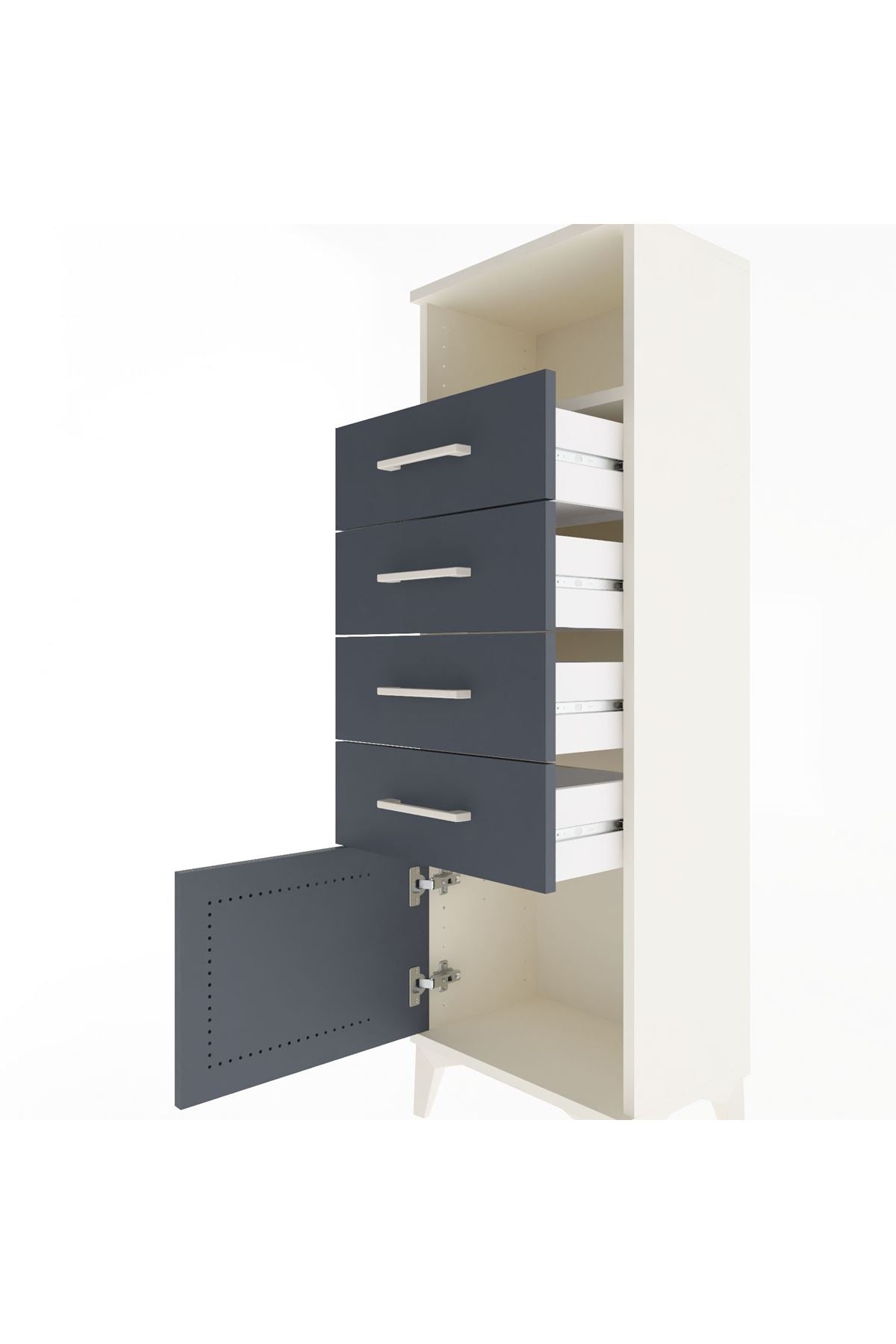 Arges Dolap Tek Raflı 4 Çekmeceli Tek Kapaklı 44x30x134 - S16M064V2A