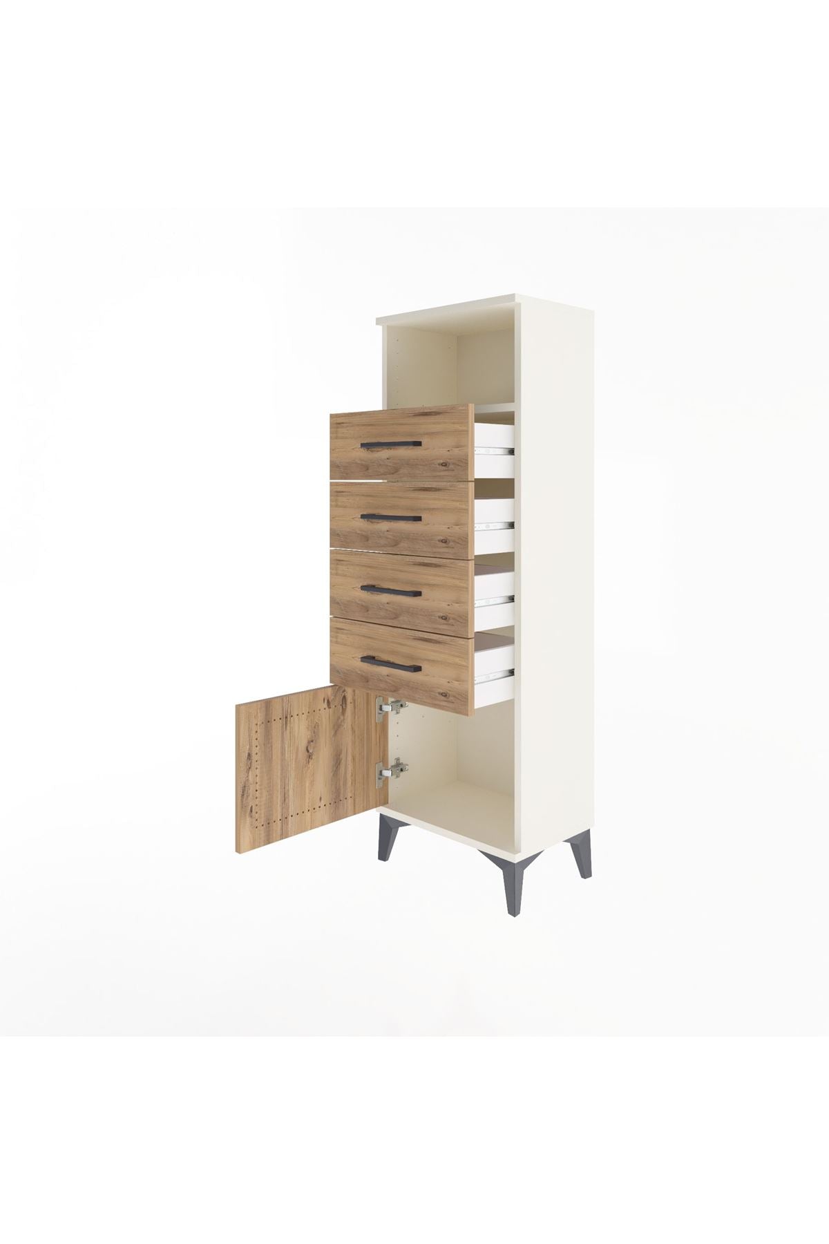 Arges Dolap Tek Raflı 4 Çekmeceli Tek Kapaklı 44x30x134 - S16M064V3A