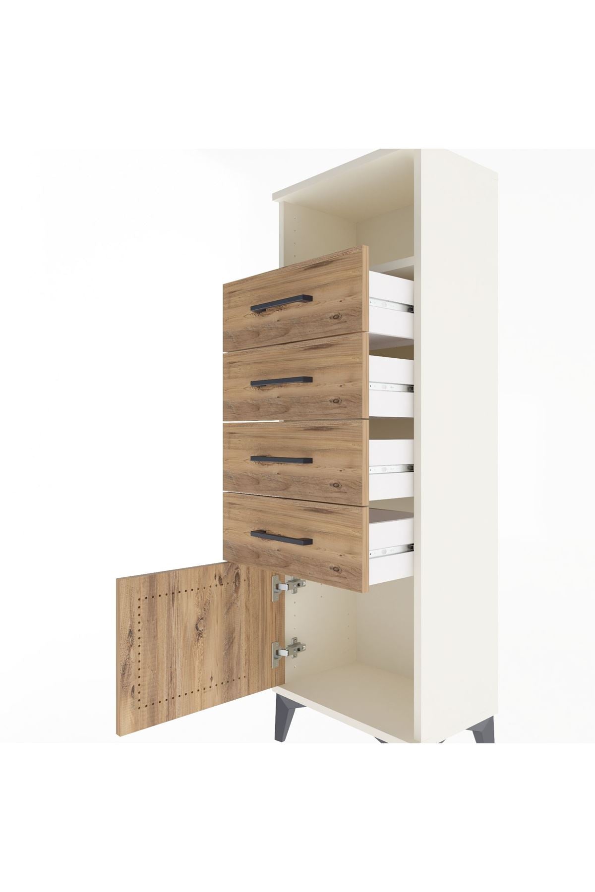 Arges Dolap Tek Raflı 4 Çekmeceli Tek Kapaklı 44x30x134 - S16M064V3A