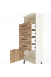 Arges Dolap Tek Raflı 4 Çekmeceli Tek Kapaklı 44x30x134 - S16M064V3A