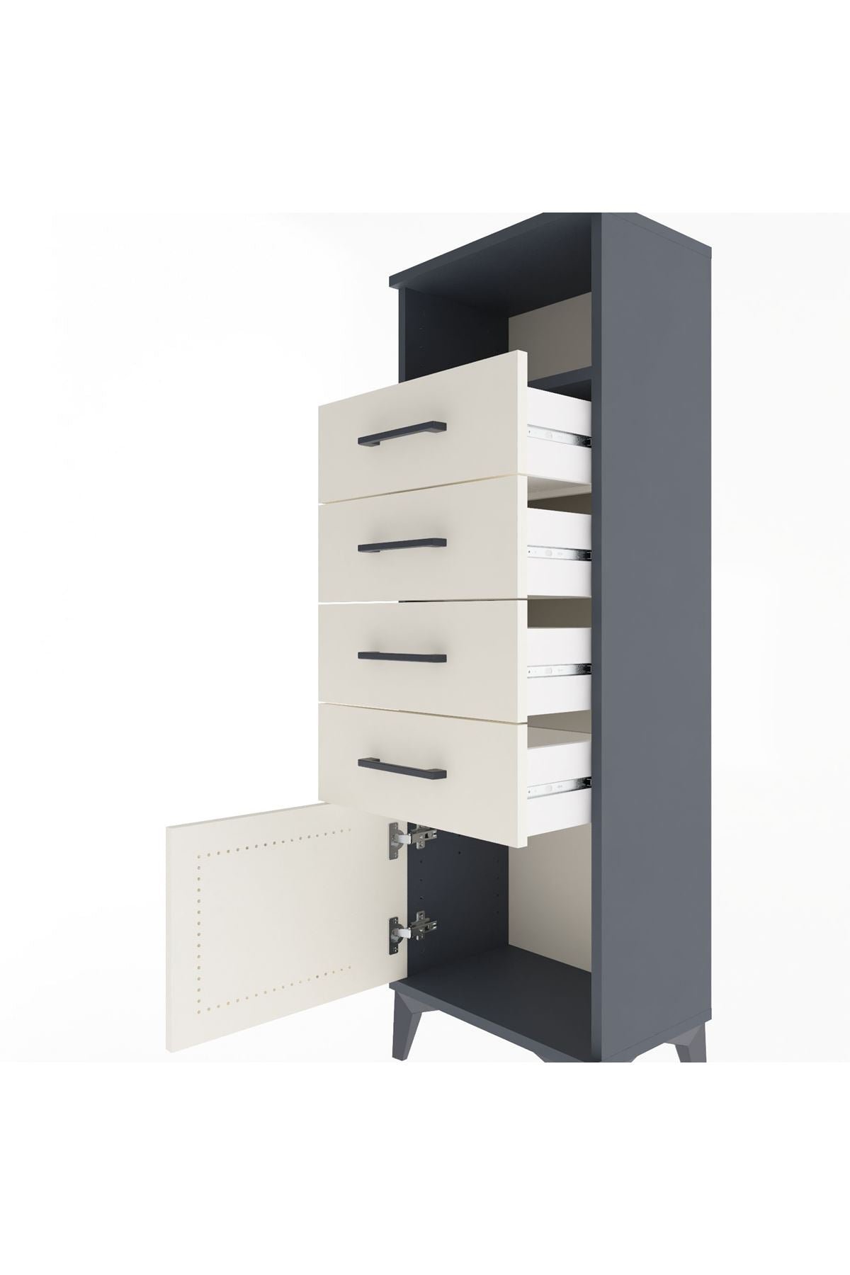 Arges Dolap Tek Raflı 4 Çekmeceli Tek Kapaklı 44x30x134 - S16M064V4A