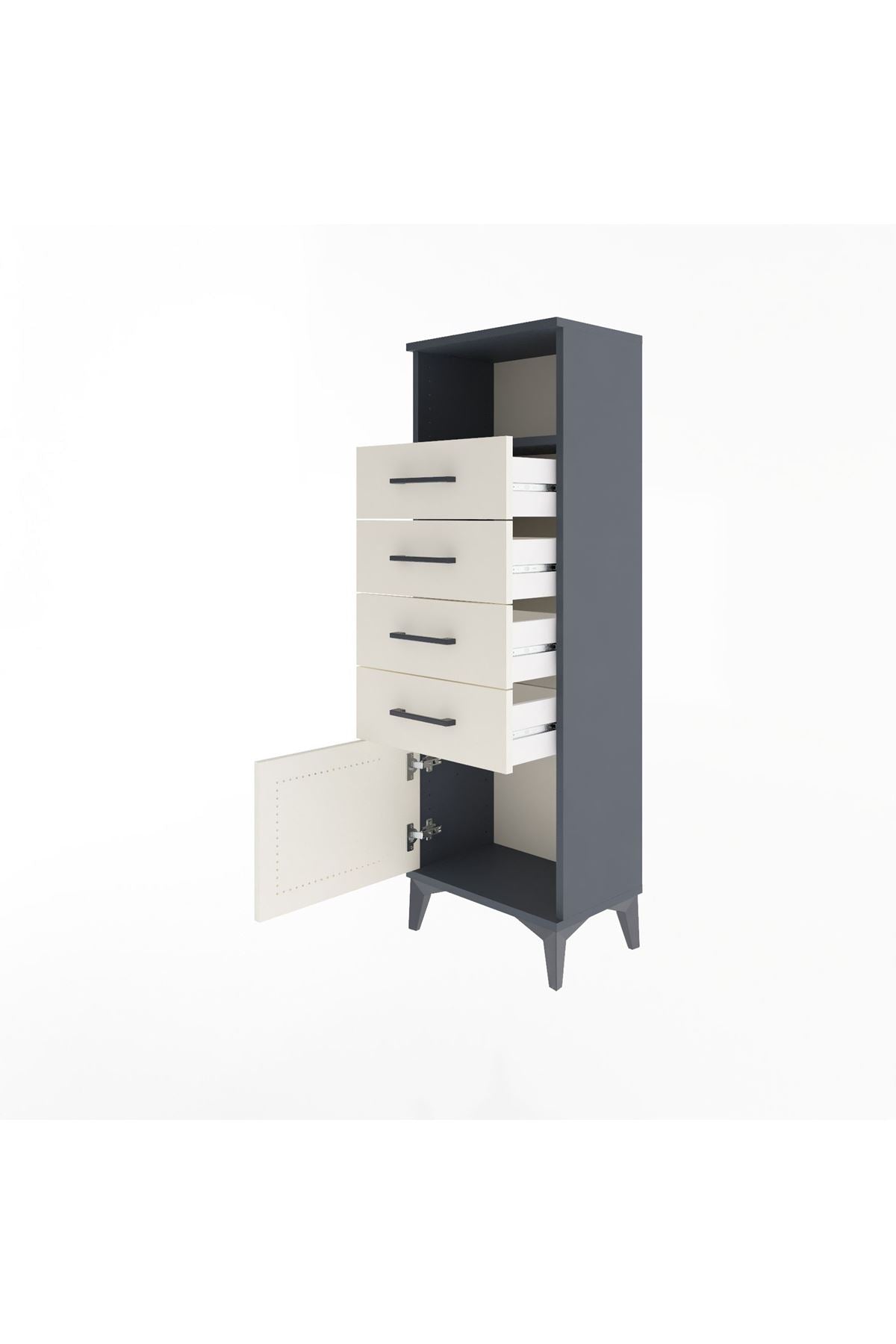 Arges Dolap Tek Raflı 4 Çekmeceli Tek Kapaklı 44x30x134 - S16M064V4A