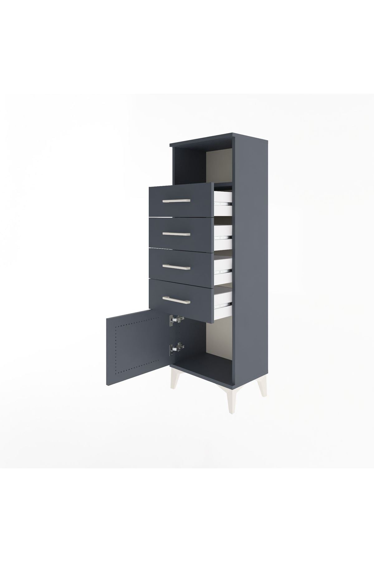 Arges Dolap Tek Raflı 4 Çekmeceli Tek Kapaklı 44x30x134 - S16M064V5A