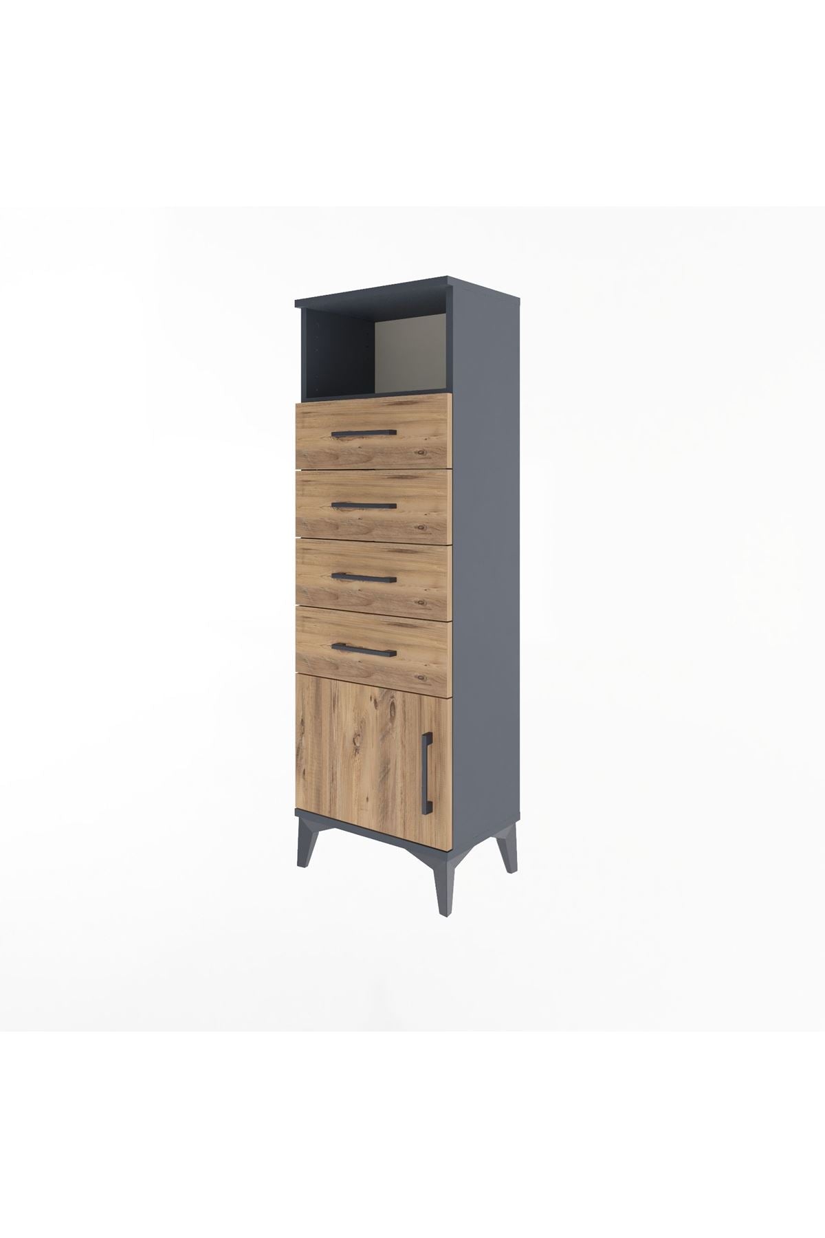 Arges Dolap Tek Raflı 4 Çekmeceli Tek Kapaklı 44x30x134 - S16M064V6A