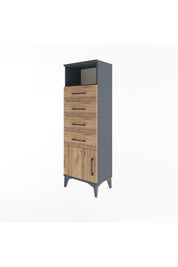 Arges Dolap Tek Raflı 4 Çekmeceli Tek Kapaklı 44x30x134 - S16M064V6A