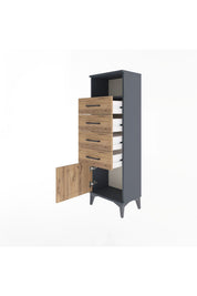 Arges Dolap Tek Raflı 4 Çekmeceli Tek Kapaklı 44x30x134 - S16M064V6A