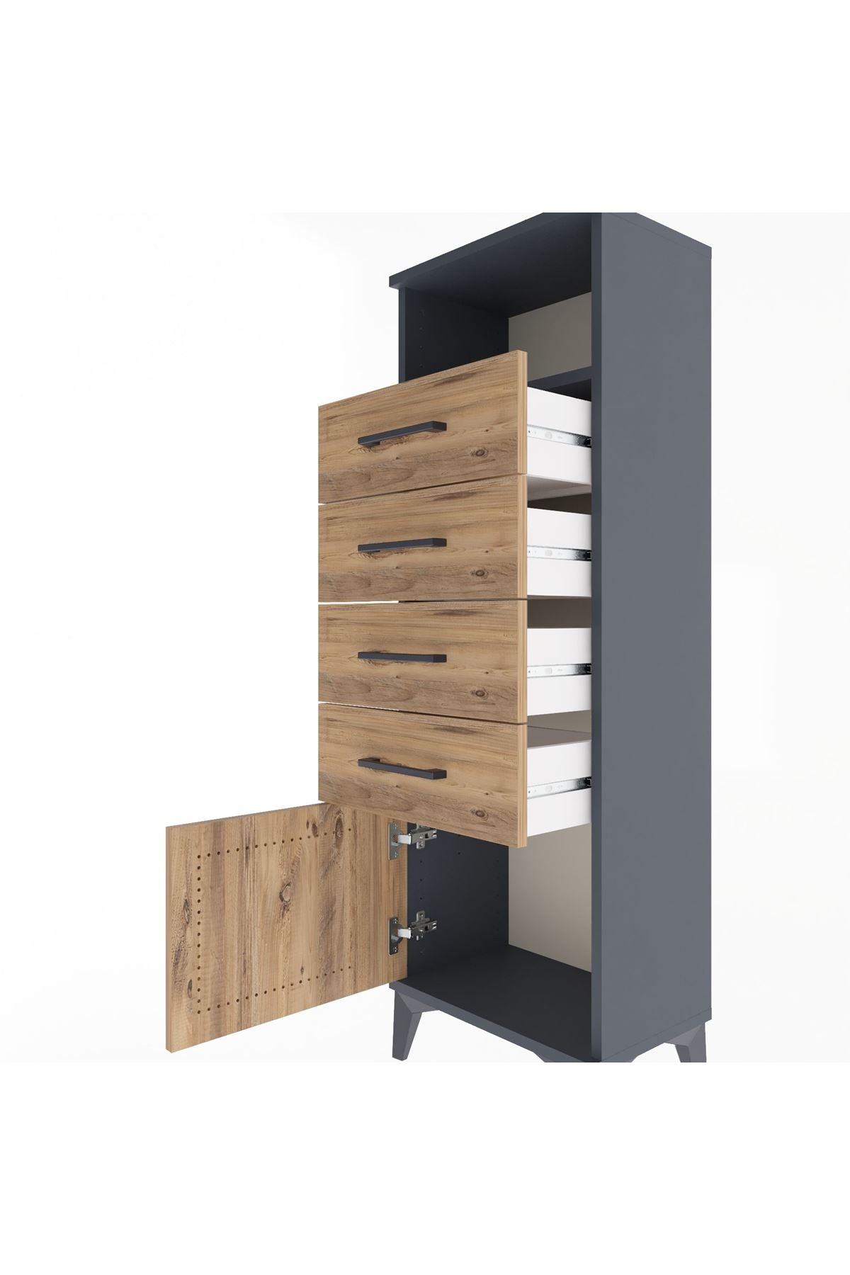 Arges Dolap Tek Raflı 4 Çekmeceli Tek Kapaklı 44x30x134 - S16M064V6A