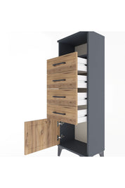 Arges Dolap Tek Raflı 4 Çekmeceli Tek Kapaklı 44x30x134 - S16M064V6A