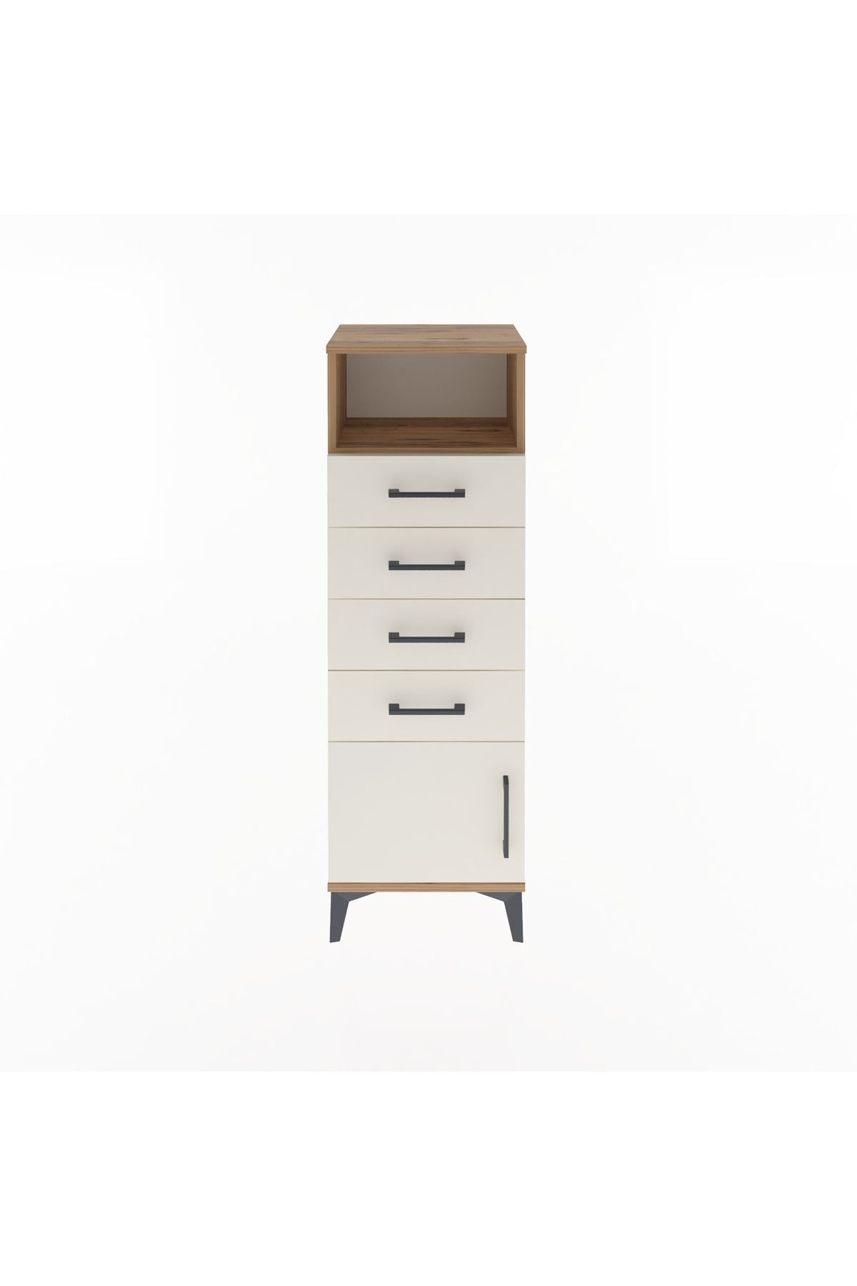 Arges Dolap Tek Raflı 4 Çekmeceli Tek Kapaklı 44x30x134 - S16M064V7A