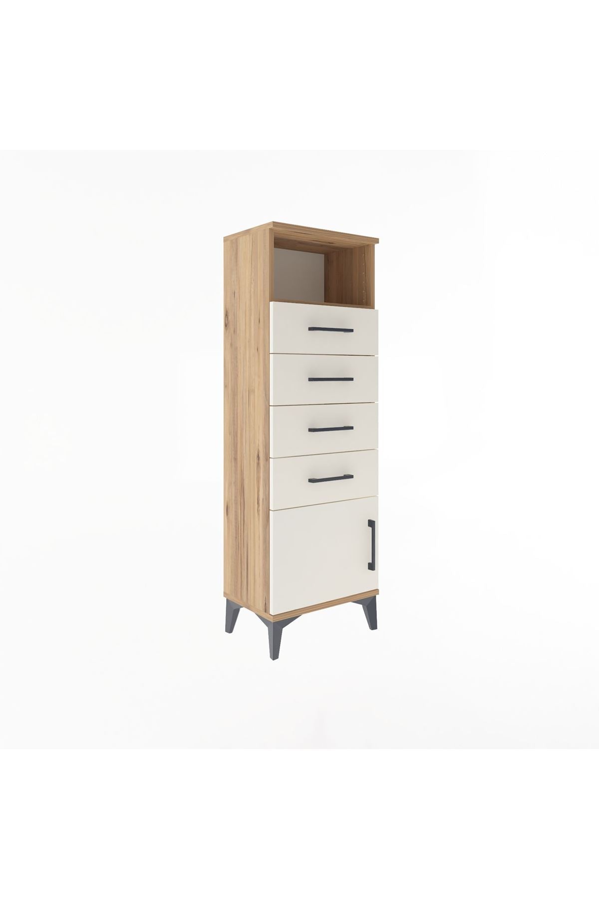 Arges Dolap Tek Raflı 4 Çekmeceli Tek Kapaklı 44x30x134 - S16M064V7A