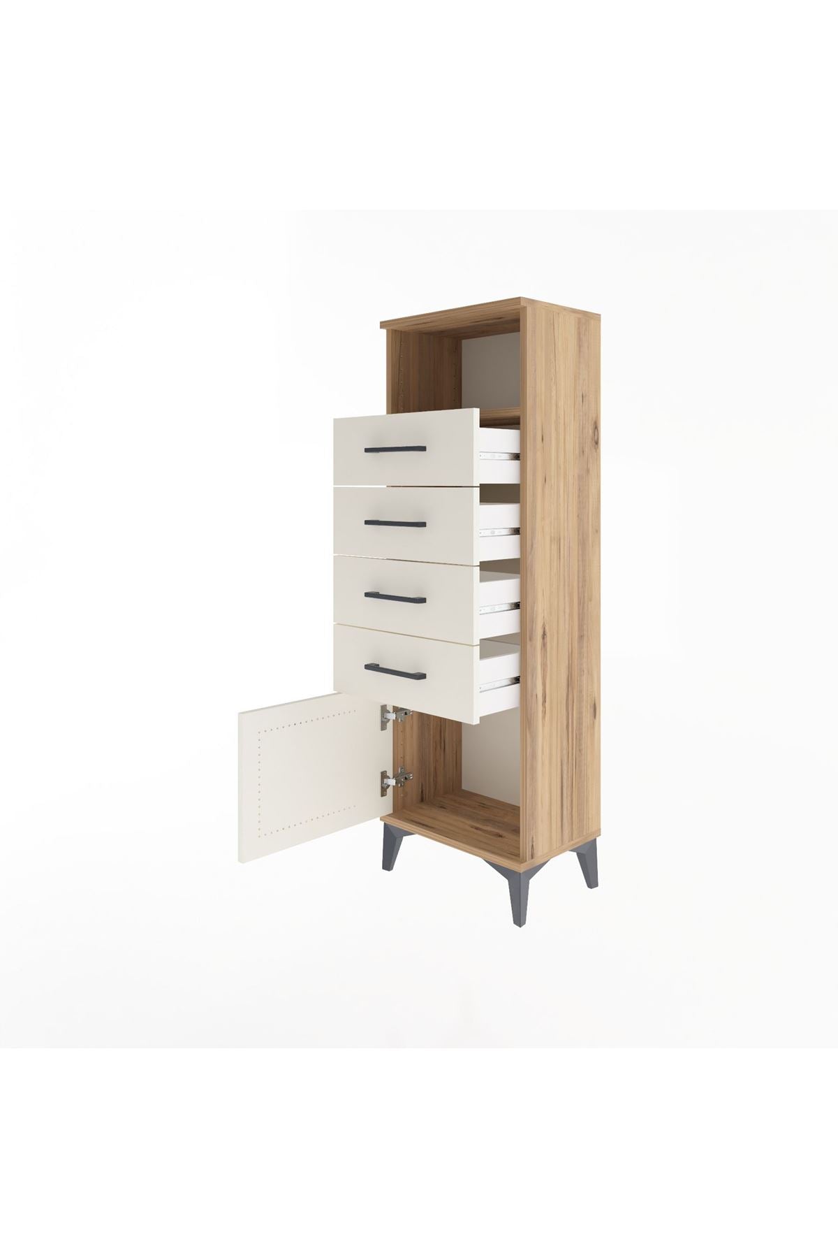 Arges Dolap Tek Raflı 4 Çekmeceli Tek Kapaklı 44x30x134 - S16M064V7A