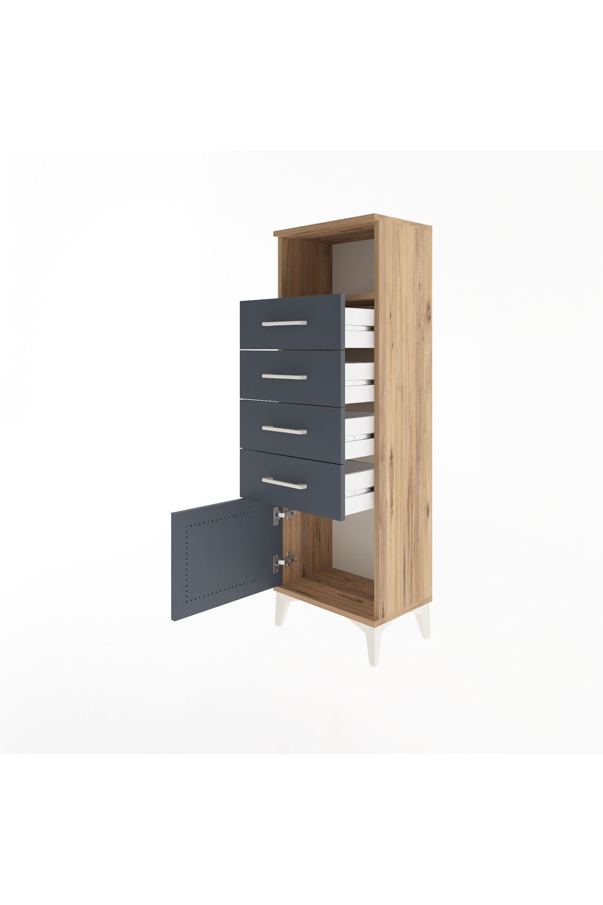 Arges Dolap Tek Raflı 4 Çekmeceli Tek Kapaklı 44x30x134 - S16M064V8A