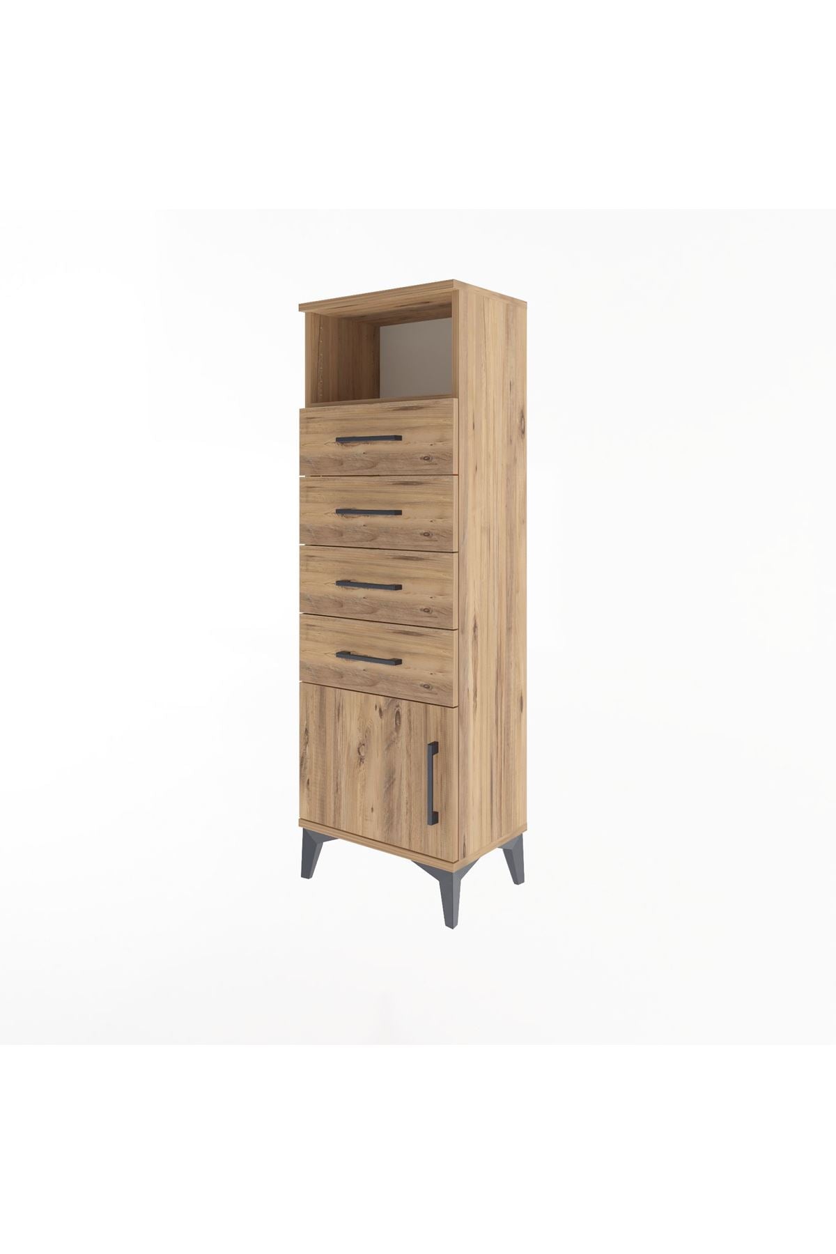 Arges Dolap Tek Raflı 4 Çekmeceli Tek Kapaklı 44x30x134 - S16M064V9A