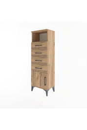 Arges Dolap Tek Raflı 4 Çekmeceli Tek Kapaklı 44x30x134 - S16M064V9A