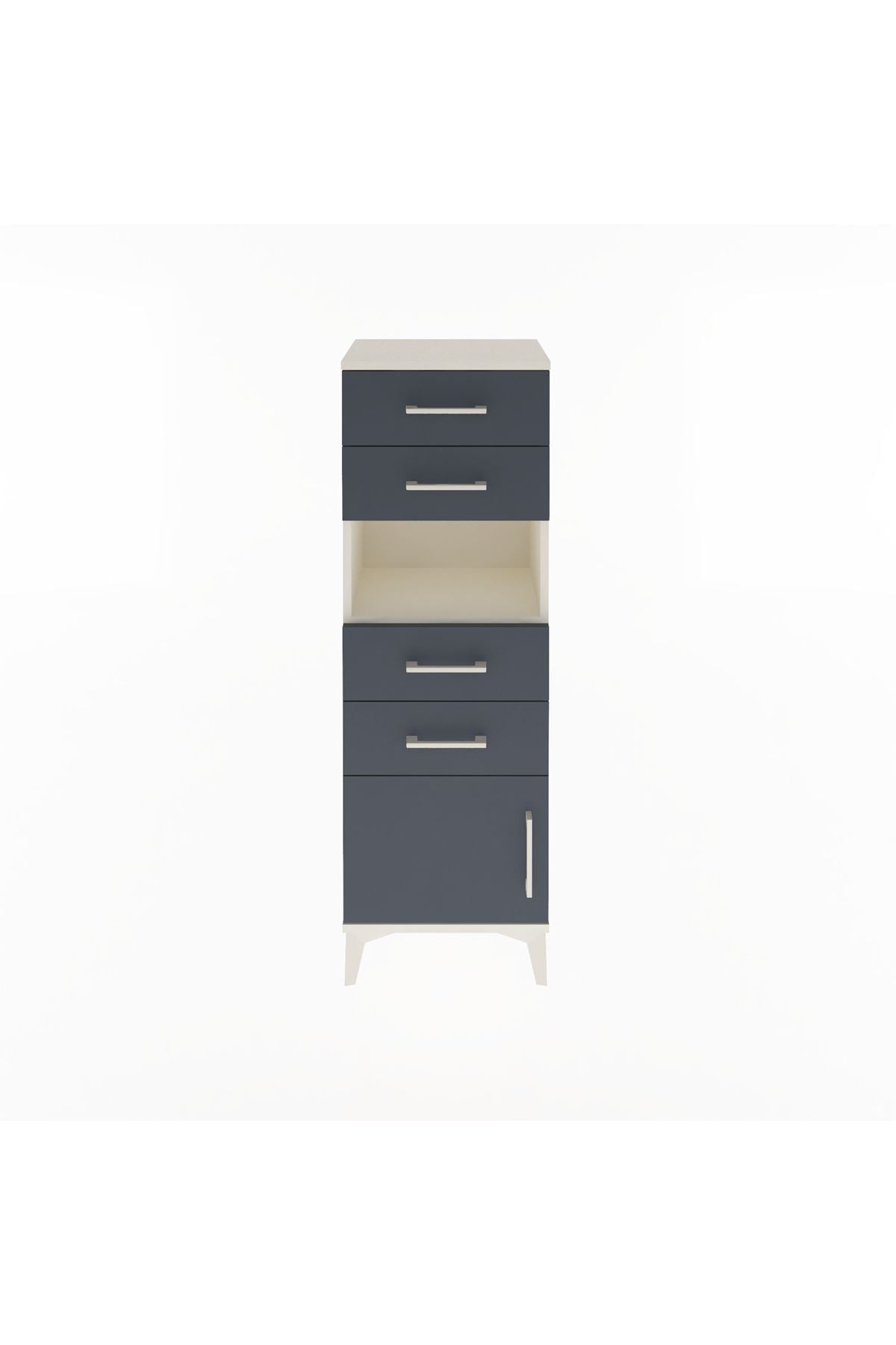 Arges Dolap Tek Raflı 4 Çekmeceli Tek Kapaklı 44x30x134 - S16M066V2A