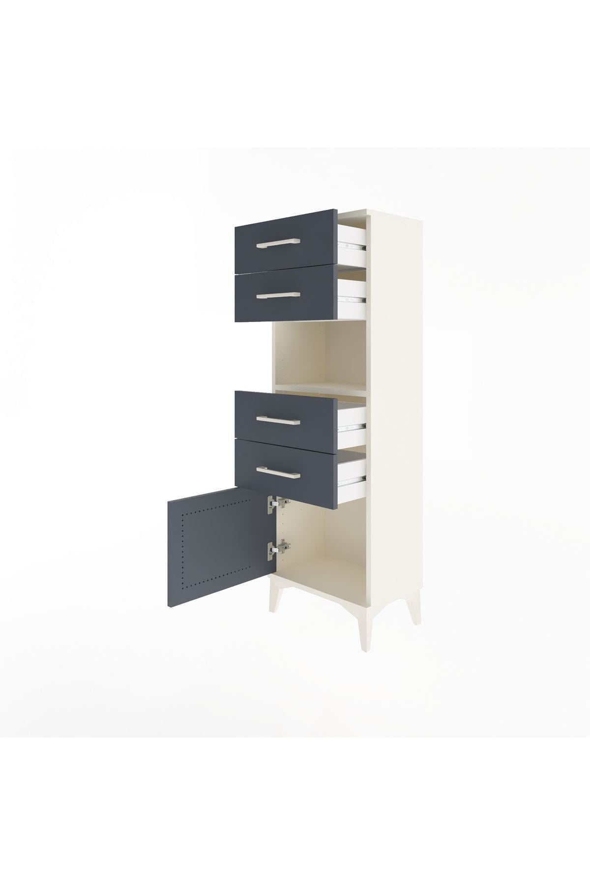 Arges Dolap Tek Raflı 4 Çekmeceli Tek Kapaklı 44x30x134 - S16M066V2A