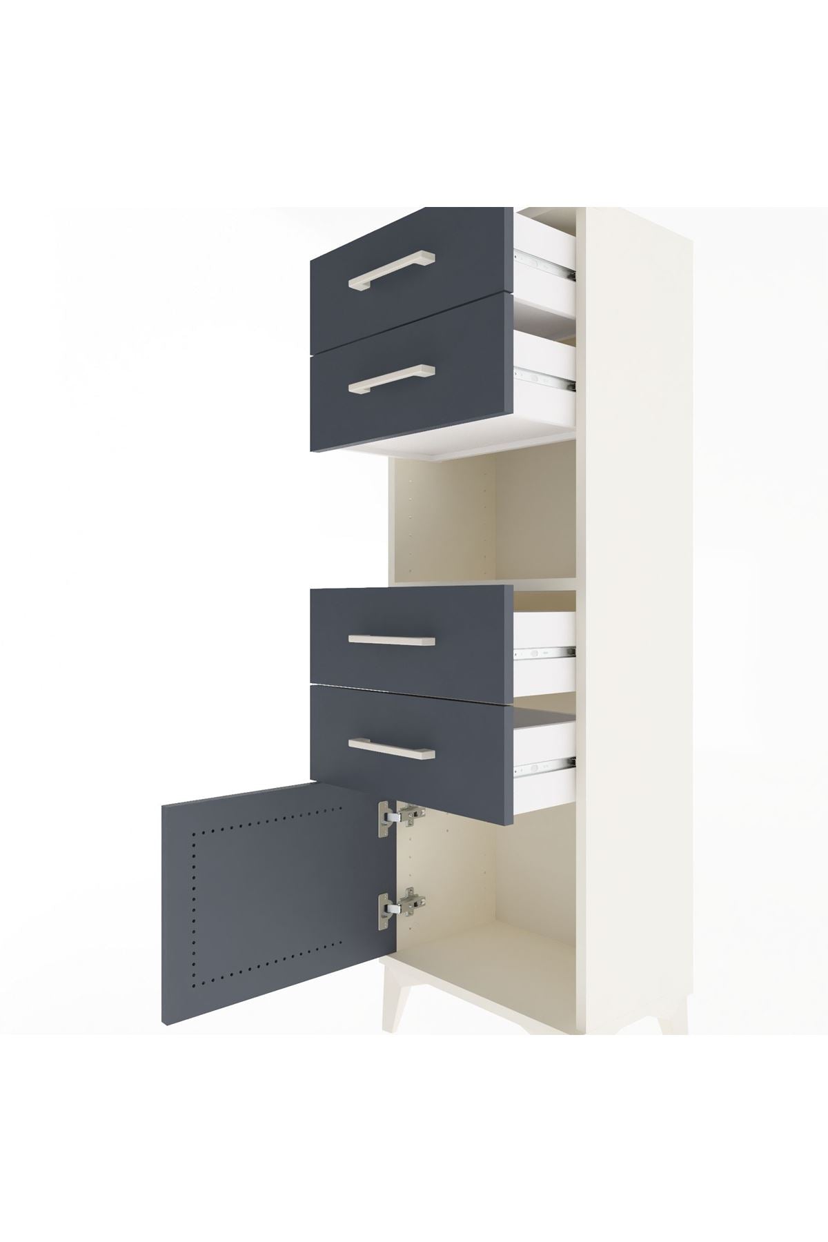 Arges Dolap Tek Raflı 4 Çekmeceli Tek Kapaklı 44x30x134 - S16M066V2A
