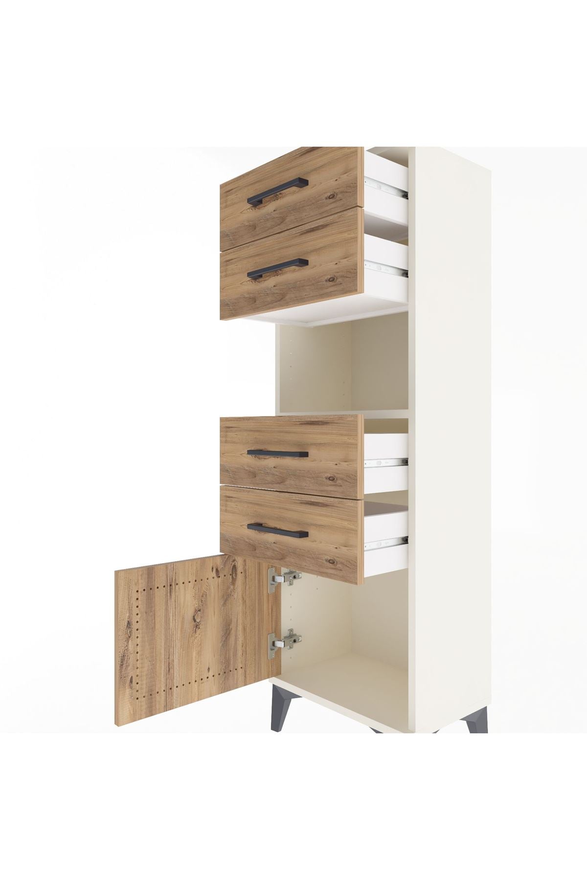 Arges Dolap Tek Raflı 4 Çekmeceli Tek Kapaklı 44x30x134 - S16M066V3A