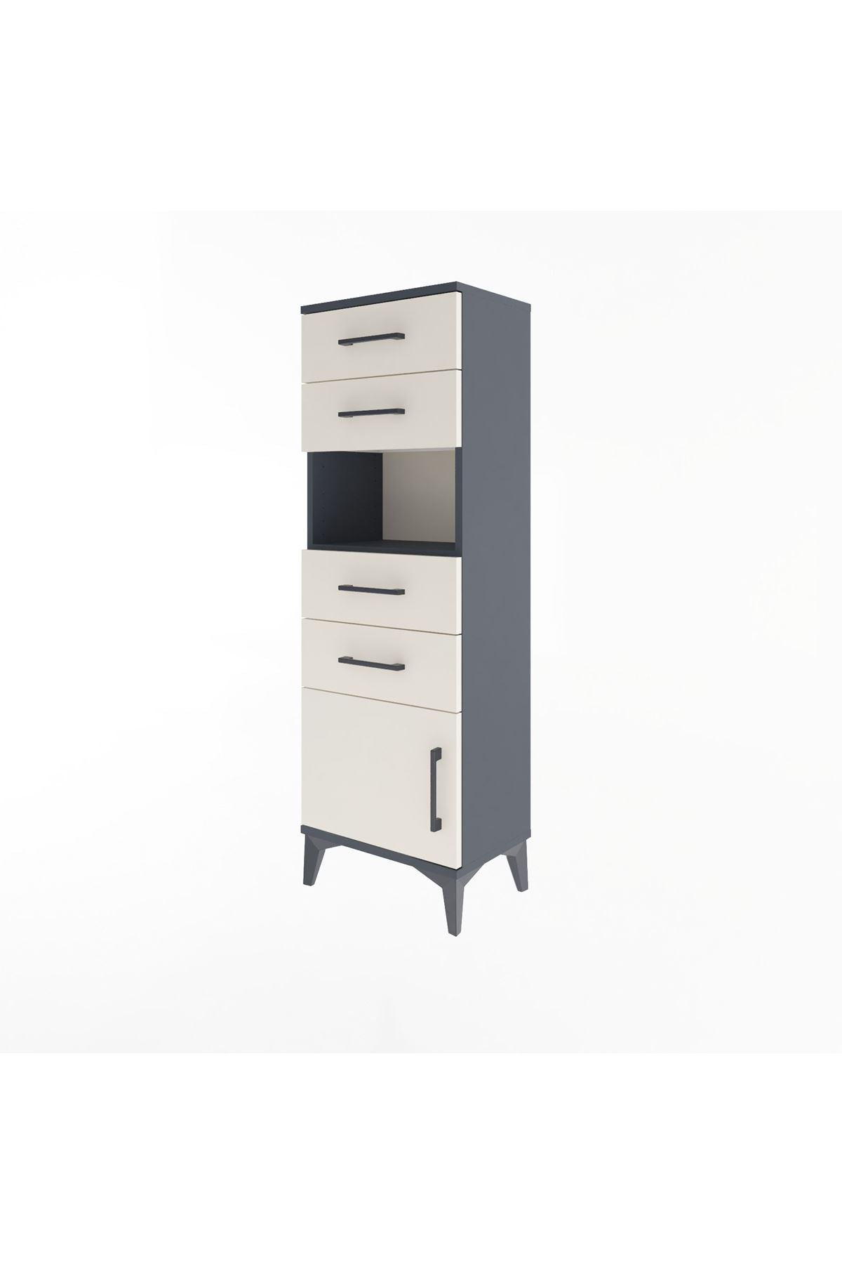 Arges Dolap Tek Raflı 4 Çekmeceli Tek Kapaklı 44x30x134 - S16M066V4A