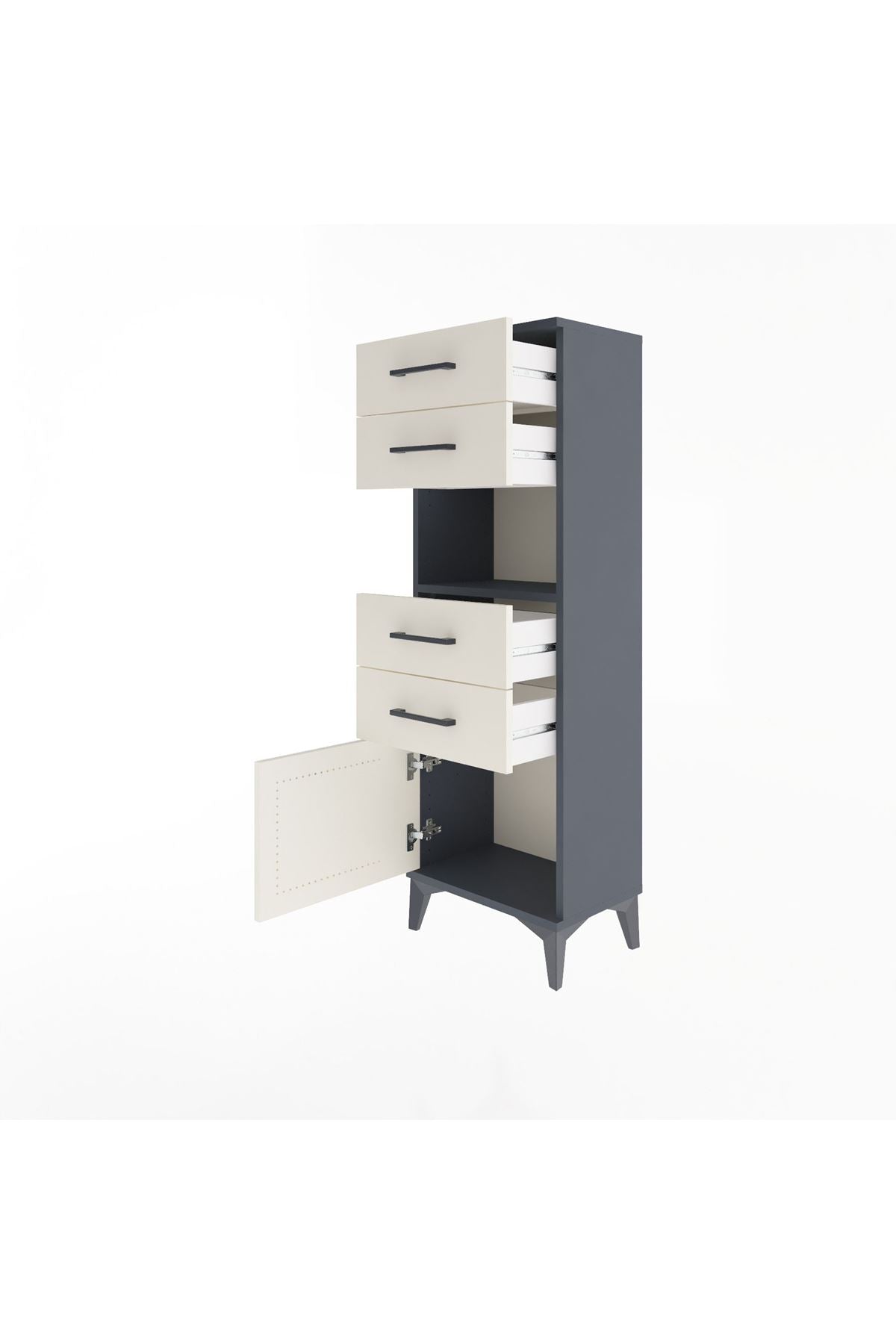 Arges Dolap Tek Raflı 4 Çekmeceli Tek Kapaklı 44x30x134 - S16M066V4A
