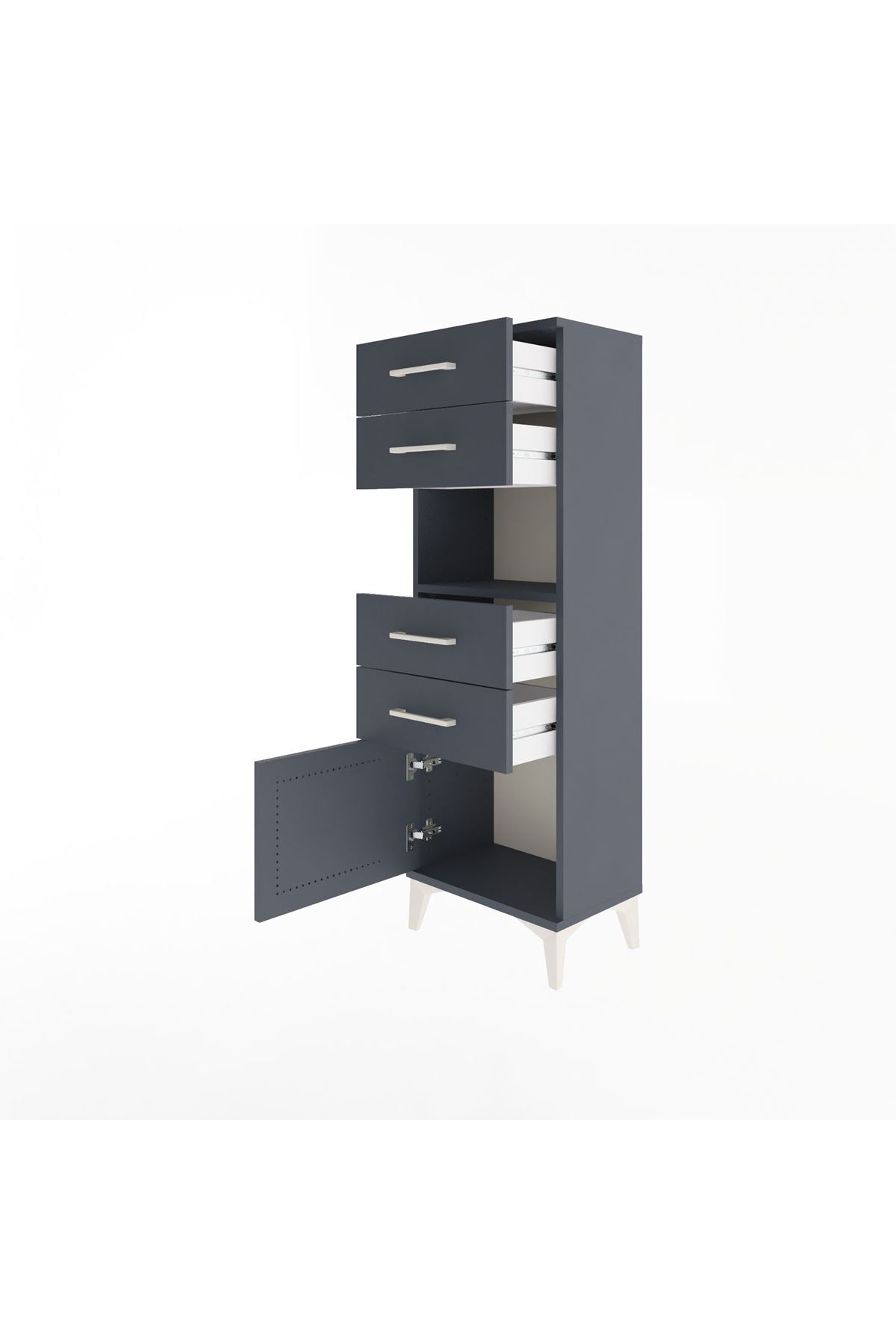 Arges Dolap Tek Raflı 4 Çekmeceli Tek Kapaklı 44x30x134 - S16M066V5A