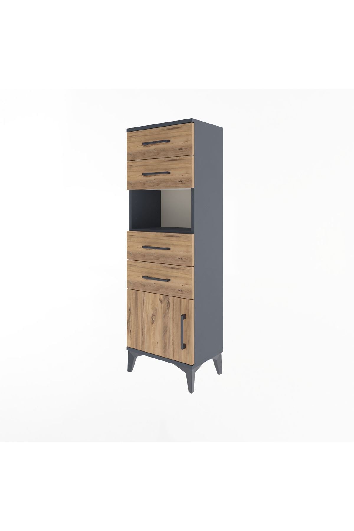 Arges Dolap Tek Raflı 4 Çekmeceli Tek Kapaklı 44x30x134 - S16M066V6A