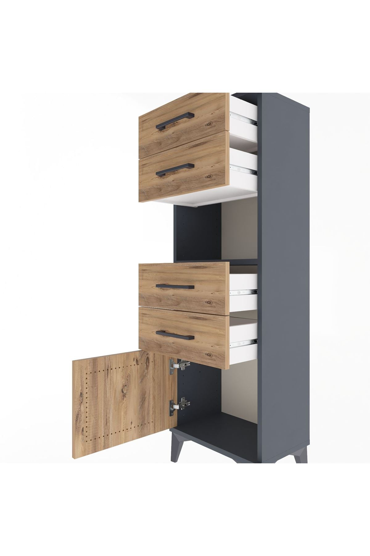 Arges Dolap Tek Raflı 4 Çekmeceli Tek Kapaklı 44x30x134 - S16M066V6A