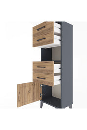 Arges Dolap Tek Raflı 4 Çekmeceli Tek Kapaklı 44x30x134 - S16M066V6A