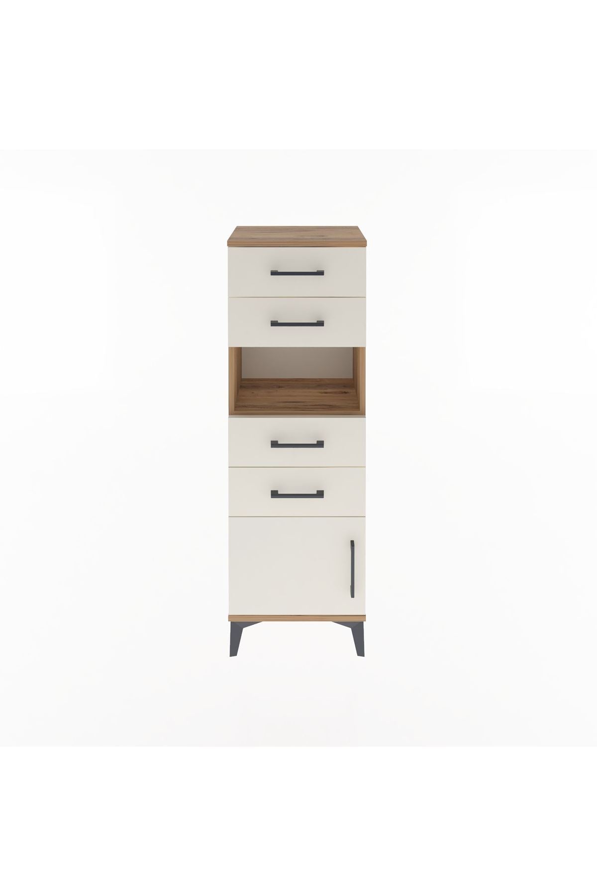 Arges Dolap Tek Raflı 4 Çekmeceli Tek Kapaklı 44x30x134 - S16M066V7A