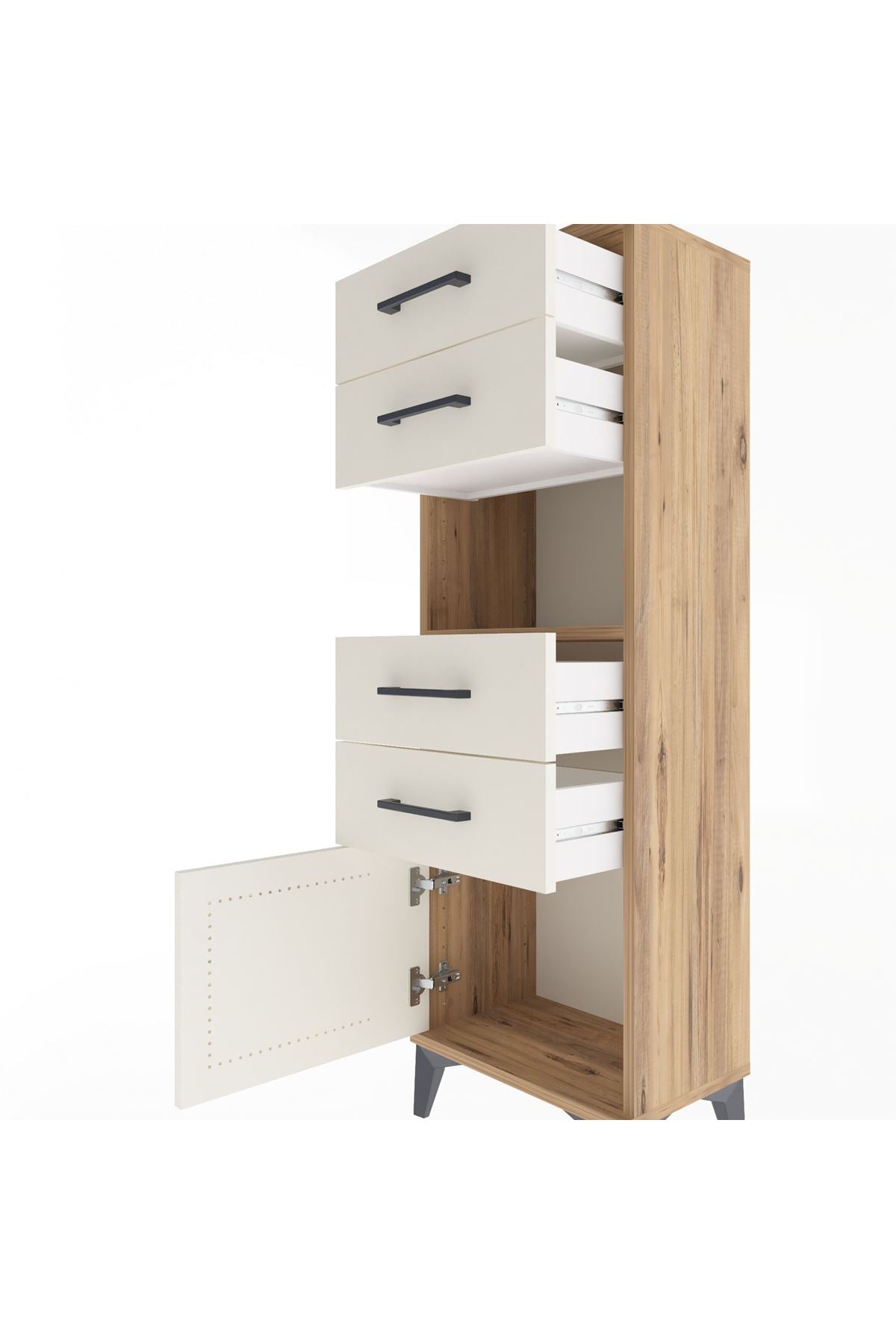 Arges Dolap Tek Raflı 4 Çekmeceli Tek Kapaklı 44x30x134 - S16M066V7A