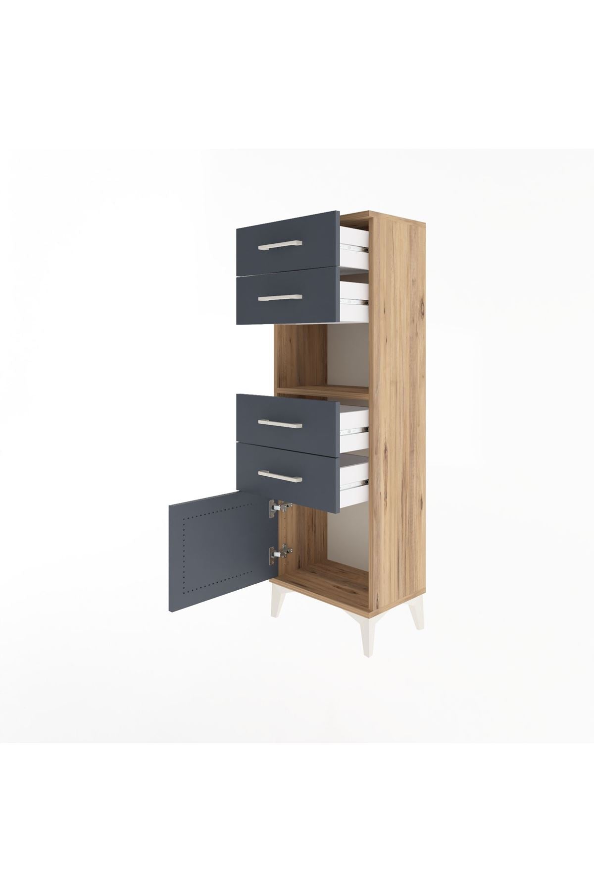 Arges Dolap Tek Raflı 4 Çekmeceli Tek Kapaklı 44x30x134 - S16M066V8A