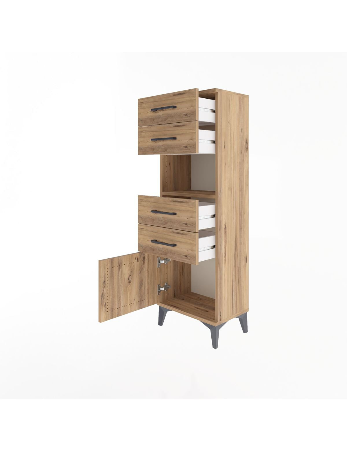 Arges Dolap Tek Raflı 4 Çekmeceli Tek Kapaklı 44x30x134 - S16M066V9A
