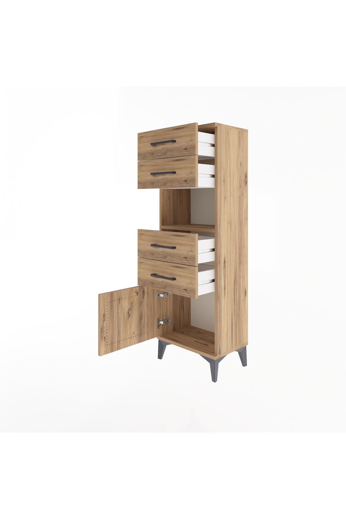 Arges Dolap Tek Raflı 4 Çekmeceli Tek Kapaklı 44x30x134 - S16M066V9A