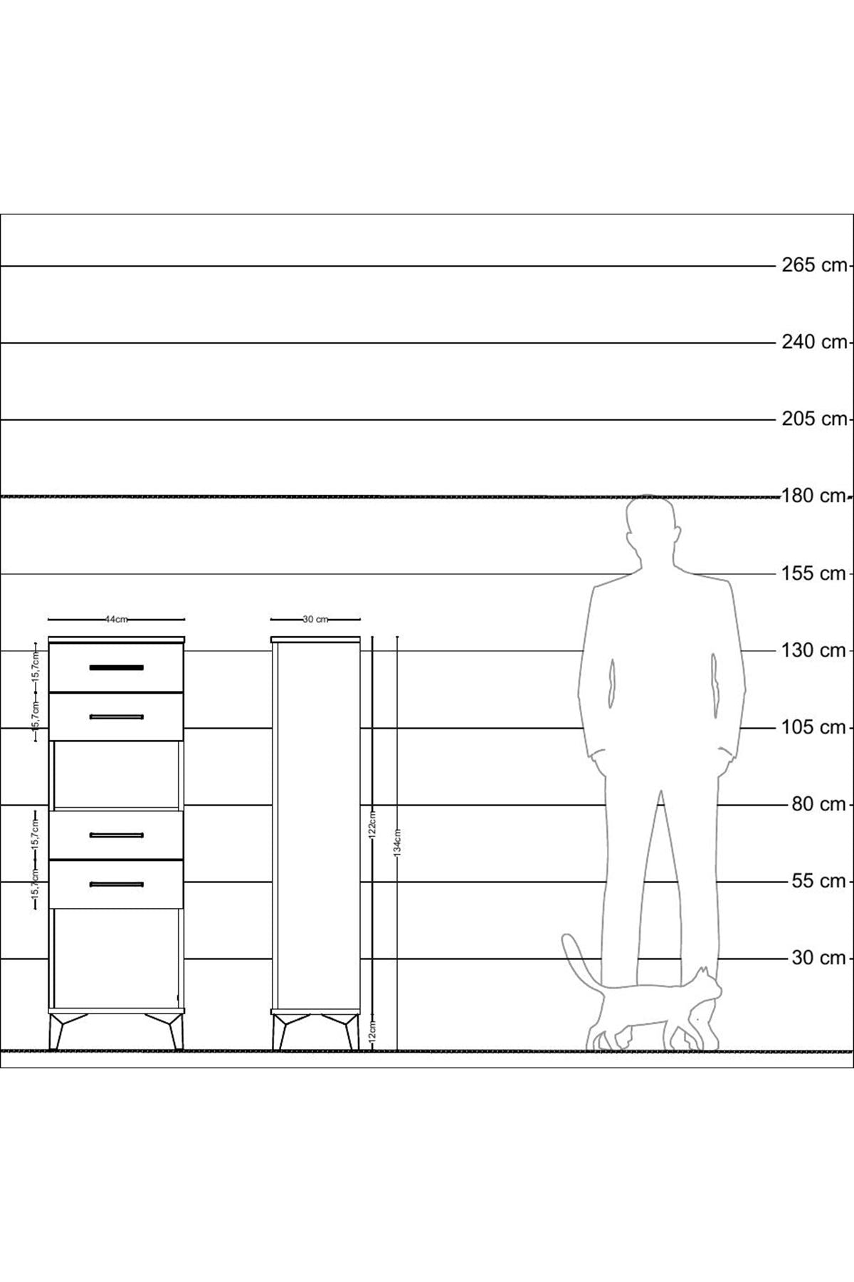 Arges Dolap Tek Raflı 4 Çekmeceli 44x30x134 - S16M067V7A