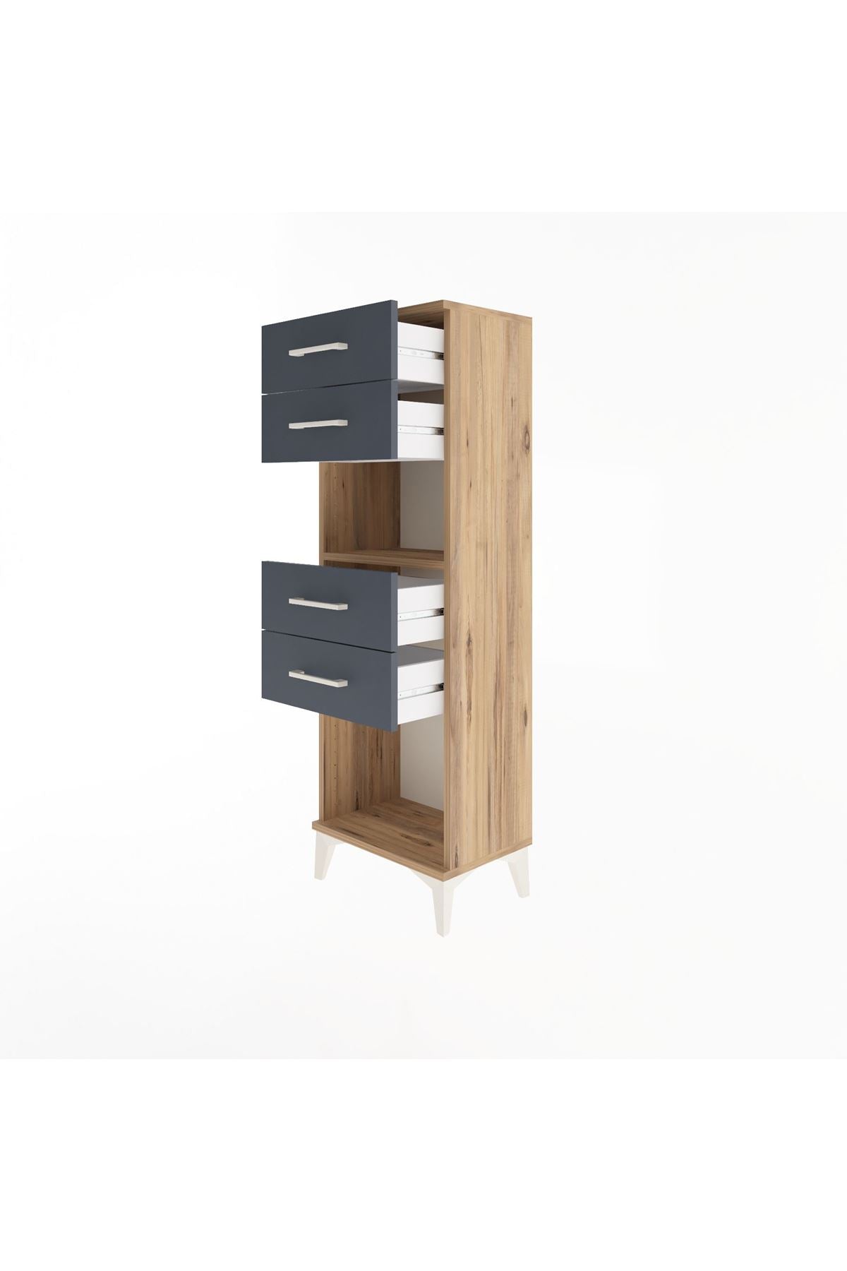 Arges Dolap Tek Raflı 4 Çekmeceli 44x30x134 - S16M067V8A