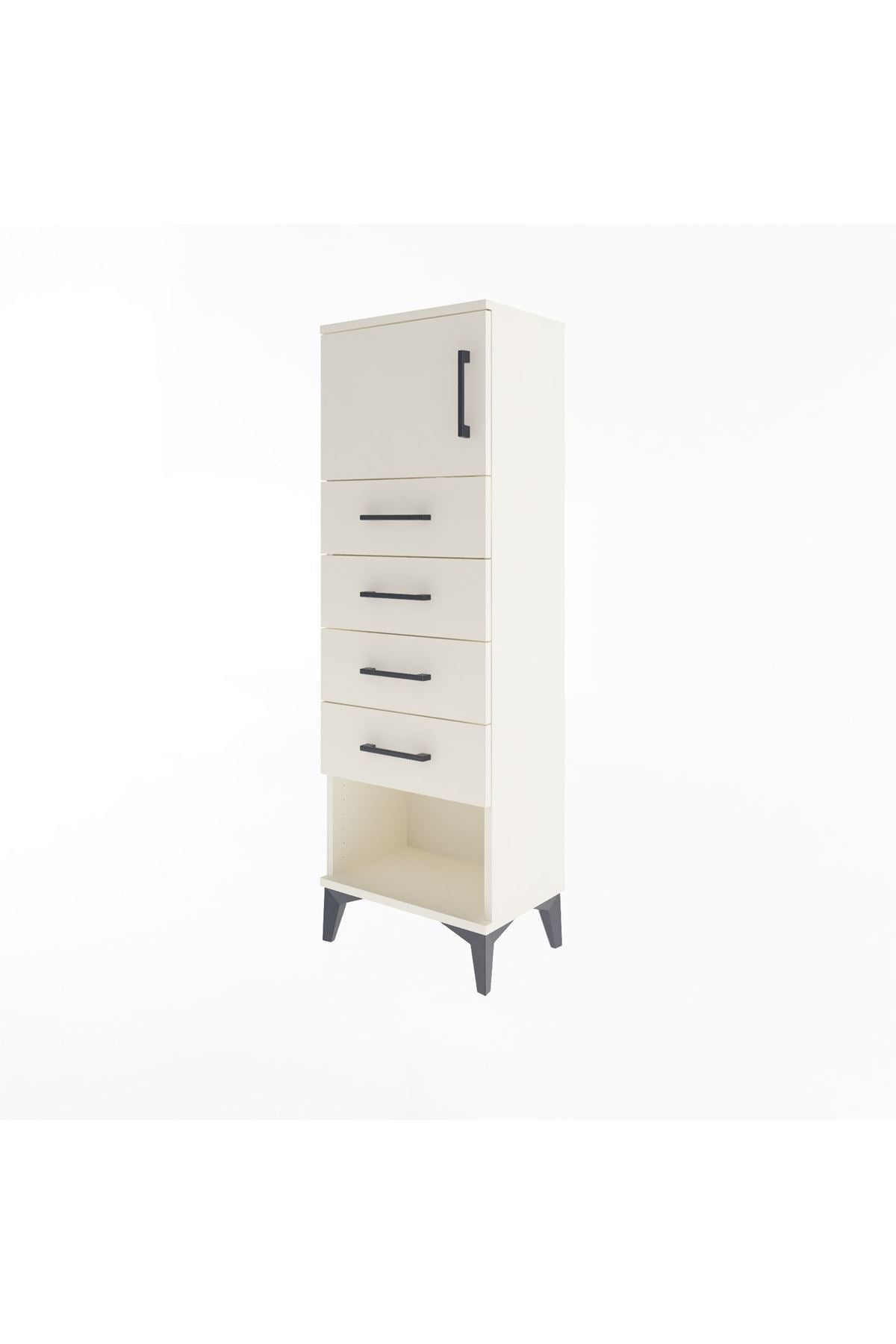 Arges Dolap Tek Raflı 4 Çekmeceli Tek Kapaklı 44x30x134 - S16M068V1A