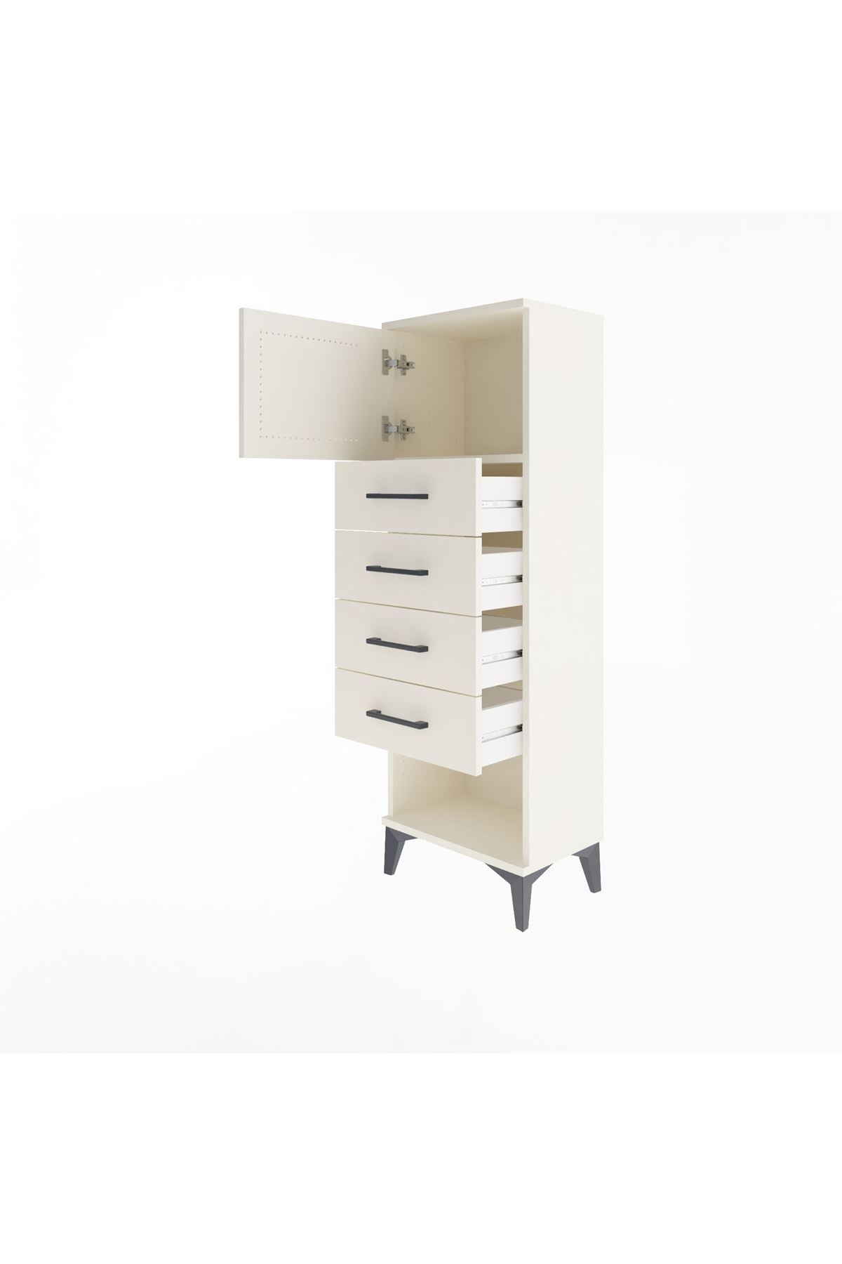 Arges Dolap Tek Raflı 4 Çekmeceli Tek Kapaklı 44x30x134 - S16M068V1A