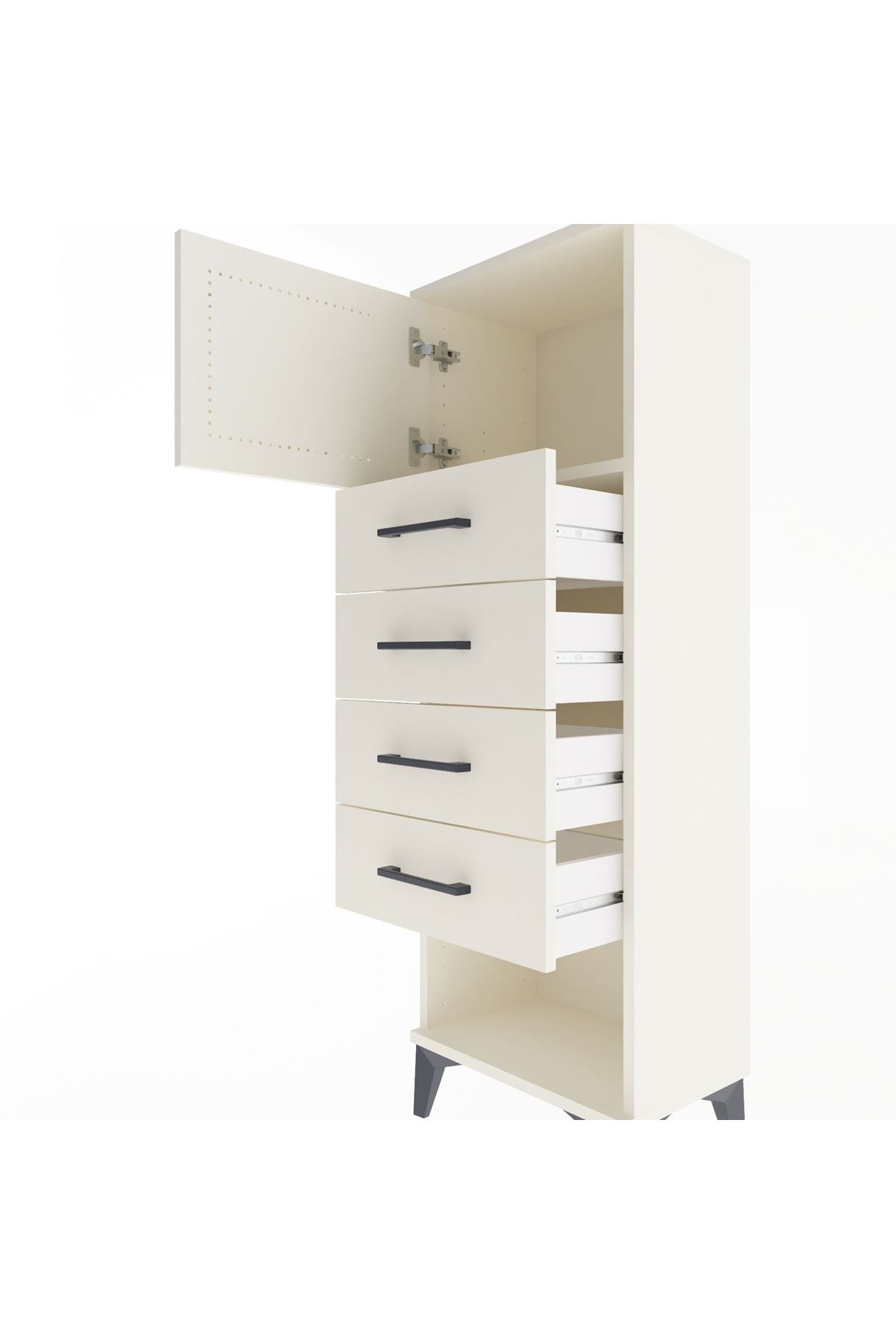 Arges Dolap Tek Raflı 4 Çekmeceli Tek Kapaklı 44x30x134 - S16M068V1A